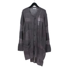 pour homme | 目おとし段違いCD (メンズ) / コットンニットカーディガン / チャコール / HP-K77-980-1