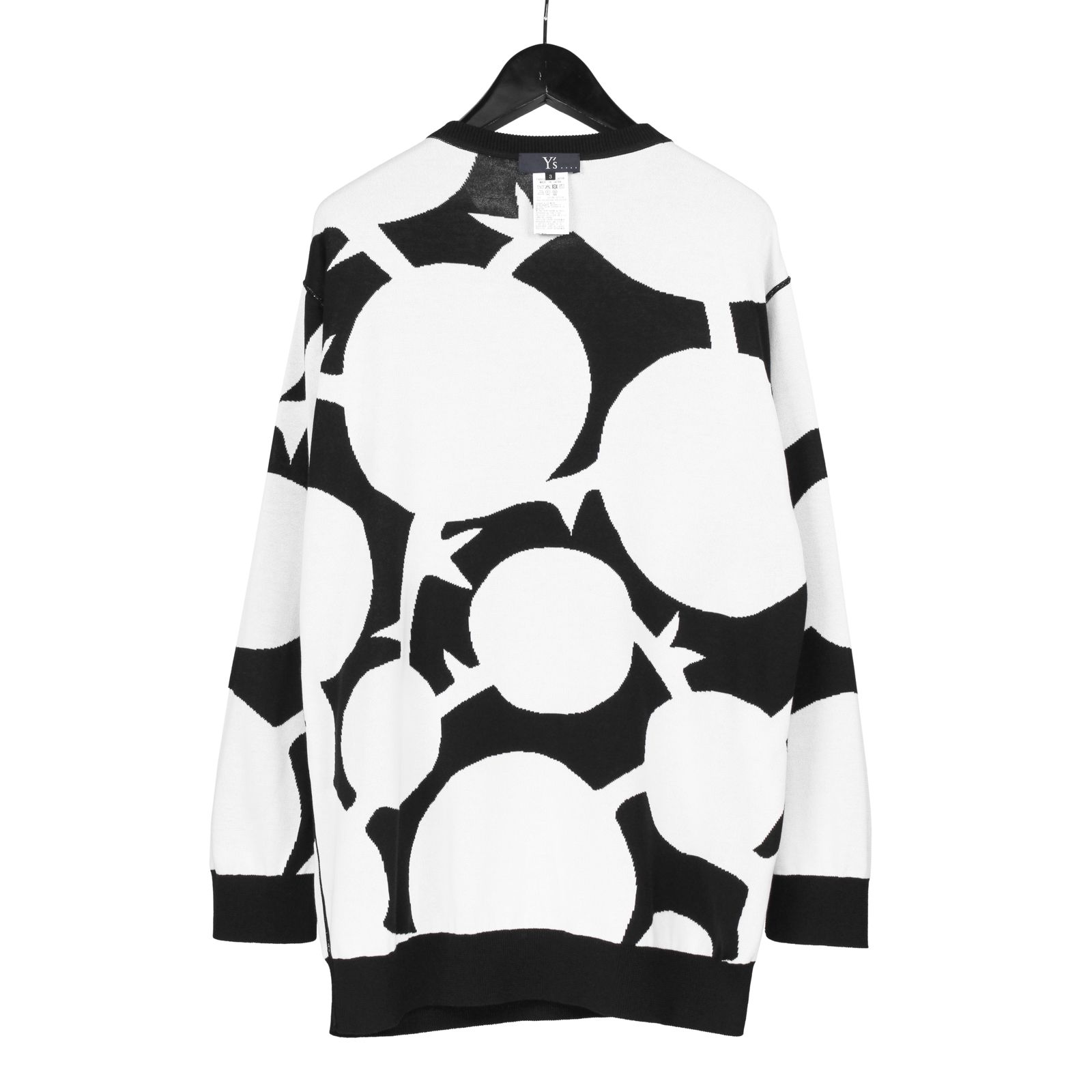 Y's …. ワイズピー| リバーシブル長袖ニット / ジャガード ニット セーター (ユニセックス) / ホワイト×ブラック / YP-K41-131
