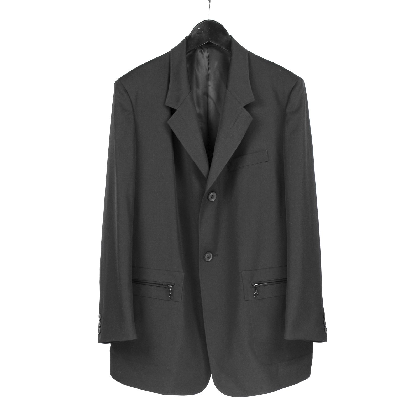 pour homme  | ラペル切替2つ釦J / ジャケット(メンズ) / シワギャバ / ブラック / HW-J36-100