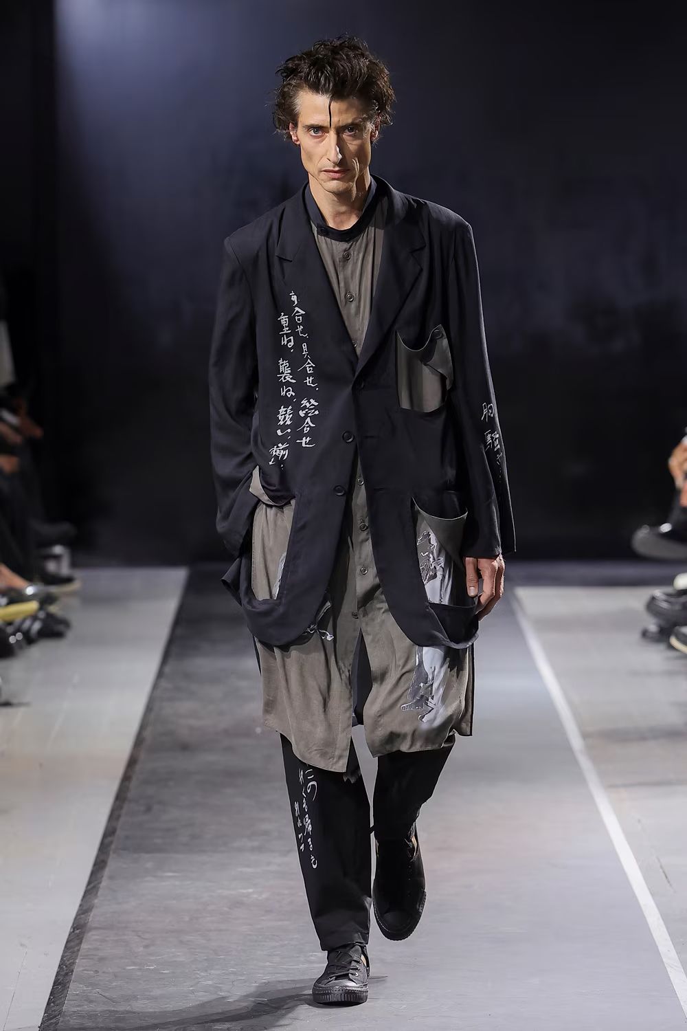 pour homme | メッセージPT細P (メンズ) / コットンリネン / ブラック / HP-P29-551