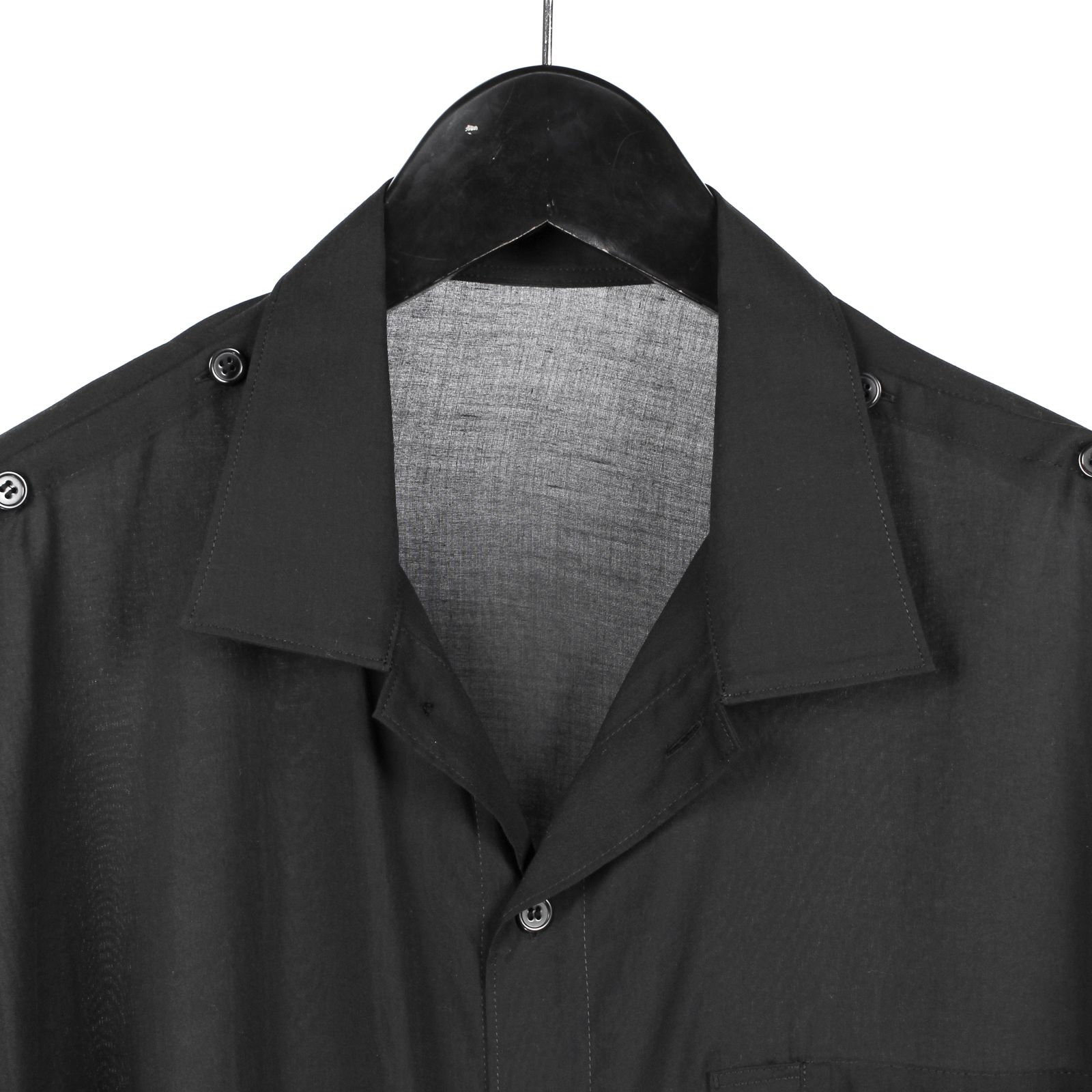 pour homme | 開襟肩あきB (メンズ) / 長袖シャツ / ブラック / HK-B26-235