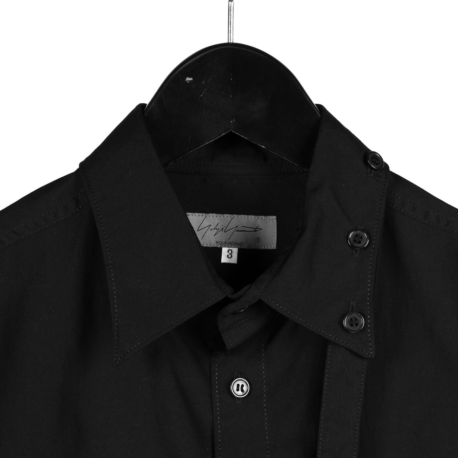 yohji yamamoto - pour homme | 環縫い紐衿B / シャツ (メンズ) / ブラック / HO-B23-514 |  ALUBUS / RUFUS