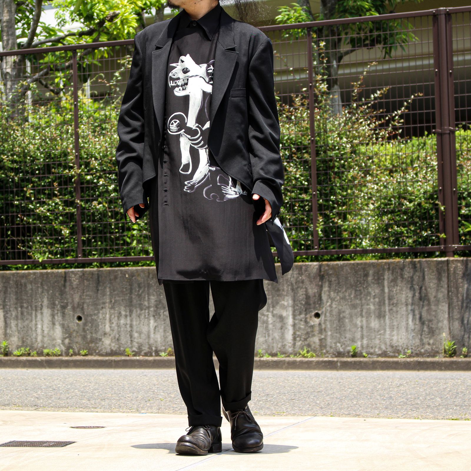 pour homme | 朝倉墨絵柄BIGB / シャツ・ブラウス (メンズ) / ブラック / HX-B59-833