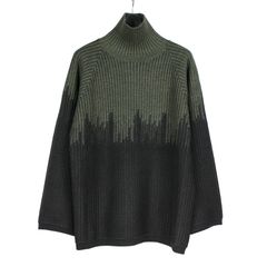 Ground Y | COLOR COMBI HIGH NECK KNIT / タートルネック ニットセーター (ユニセックス) / カーキ×ブラック / GL-K01-160-3