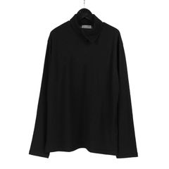 pour homme | 重ね衿タートル長袖 / ニットソー (メンズ) / ブラック / HO-T07-170