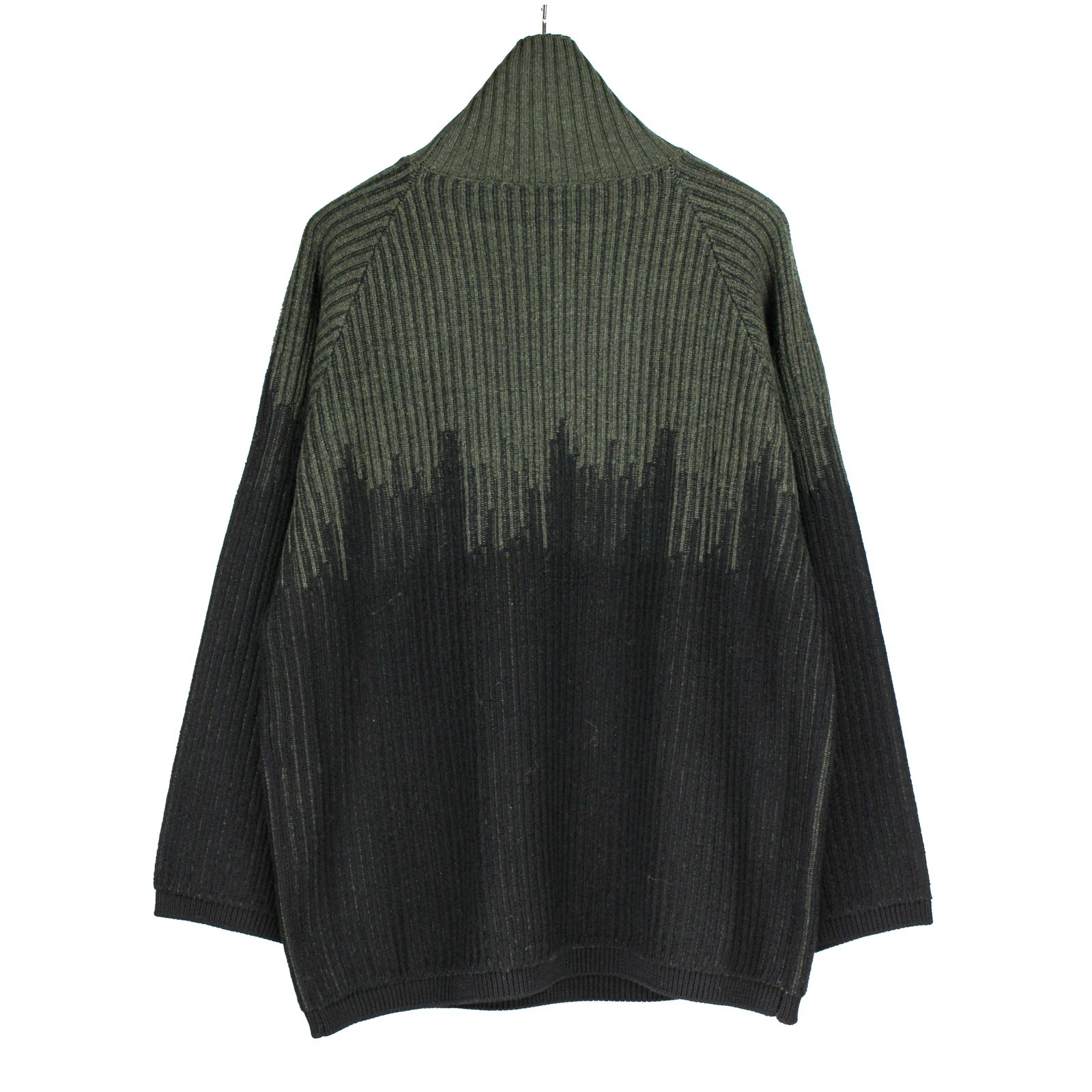 Ground Y | COLOR COMBI HIGH NECK KNIT / タートルネック ニットセーター (ユニセックス) / カーキ×ブラック / GL-K01-160-3