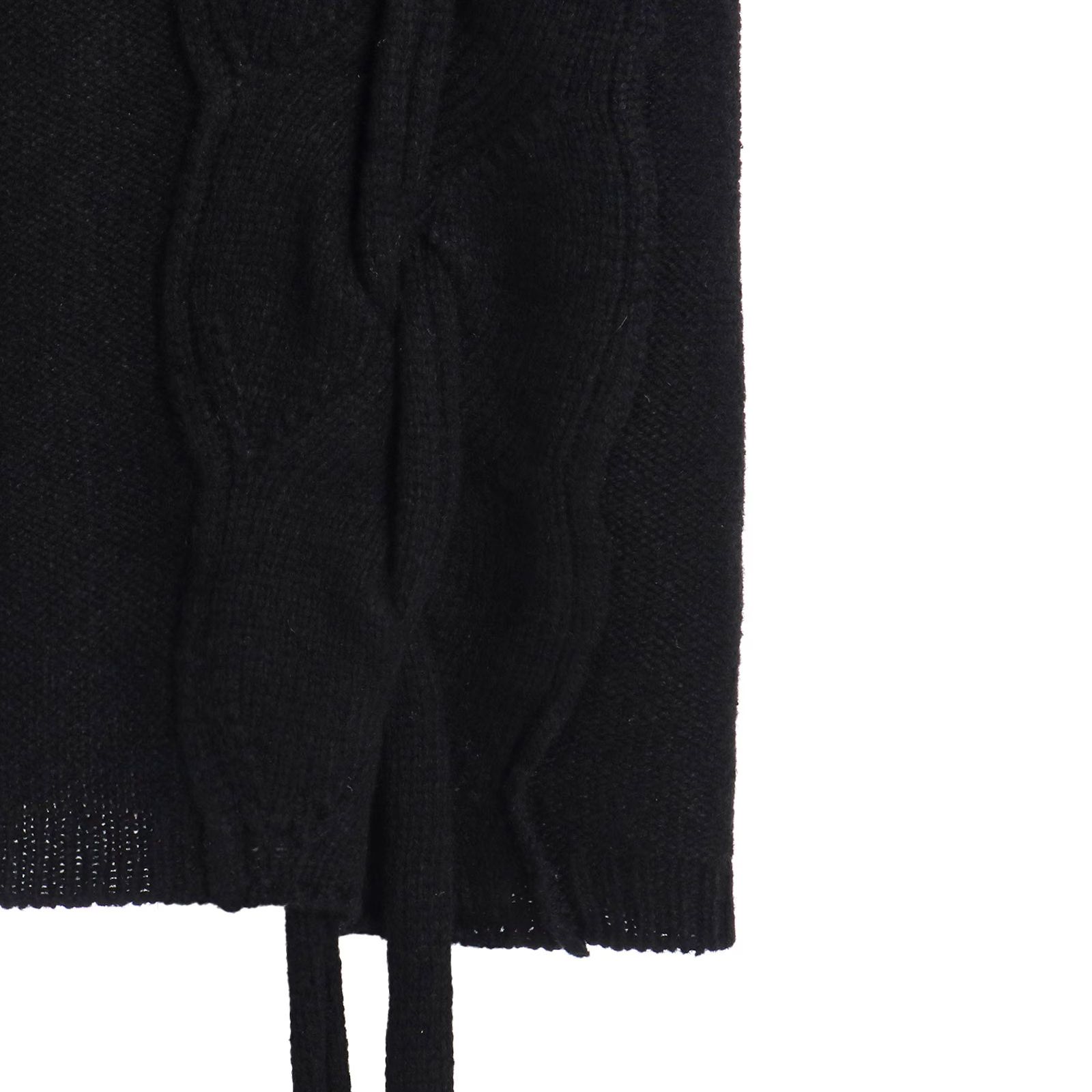 pour homme | 7G JERSEY STRING UNEVEN HEM ROUND NECK / ニット セーター（メンズ）ブラック / HO-K33-189