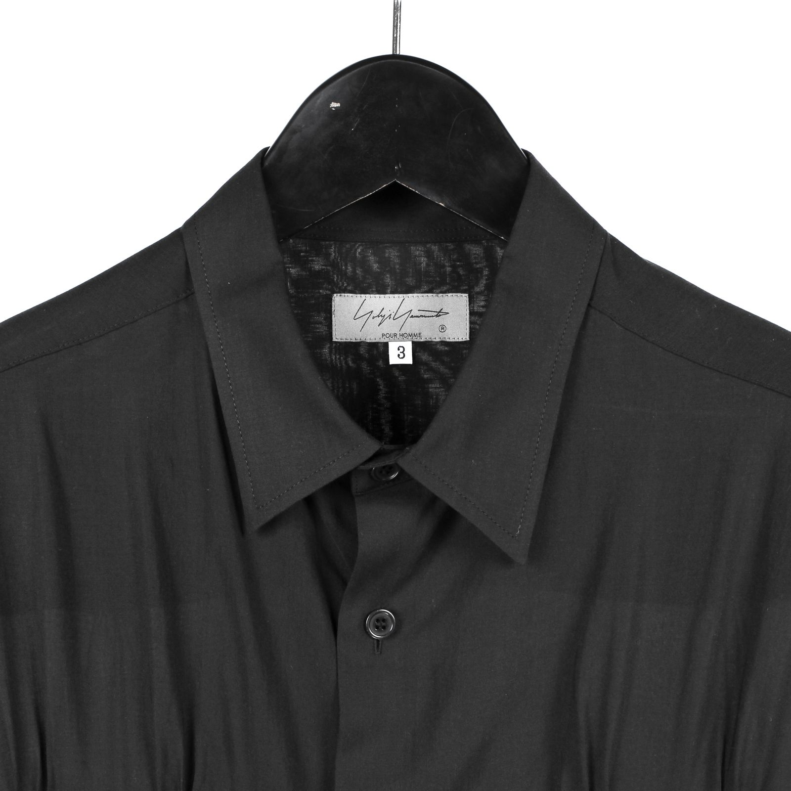 pour homme | ピンタック半袖B (メンズ) / 半袖シャツ / ブラック / HK-B54-235