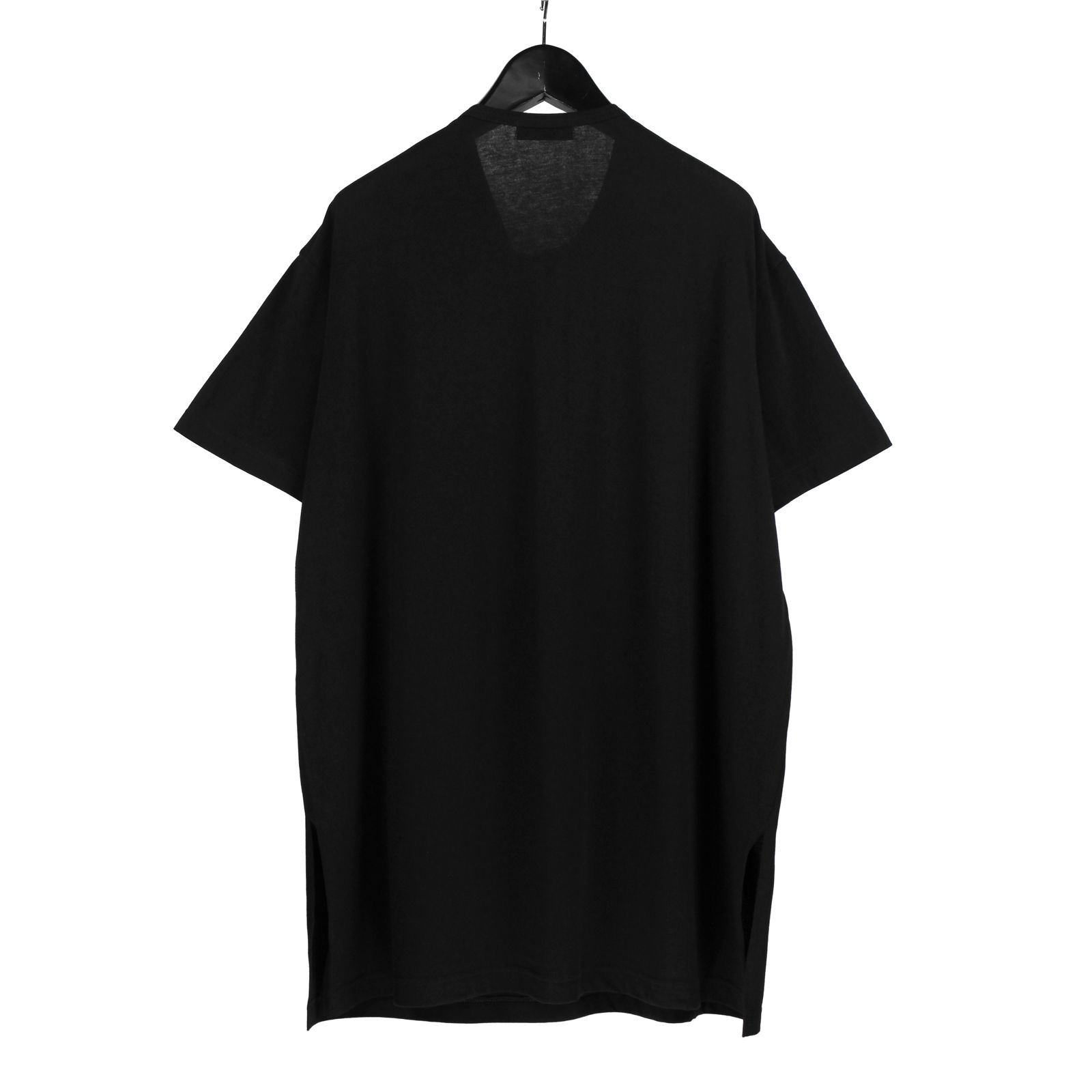 yohji yamamoto - pour homme | 紐叩きつけヘンリー半袖 カットソー (メンズ) / ブラック / HS-T23-076 |  ALUBUS / RUFUS