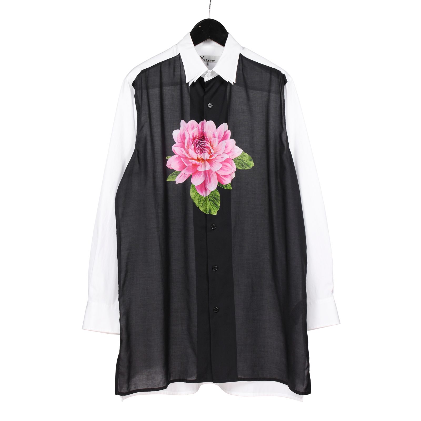 Y's for men | TRIPLE COLLAR SHIRT IN BROAD AND CELLULOSE PINK FLOWER / シャツ・ブラウス (ユニセックス) / ブラック / ML-B17-858