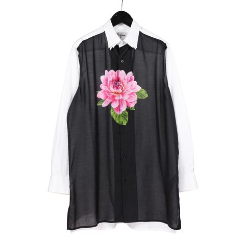 Y's for men | TRIPLE COLLAR SHIRT IN BROAD AND CELLULOSE PINK FLOWER / シャツ・ブラウス (ユニセックス) / ブラック / ML-B17-858