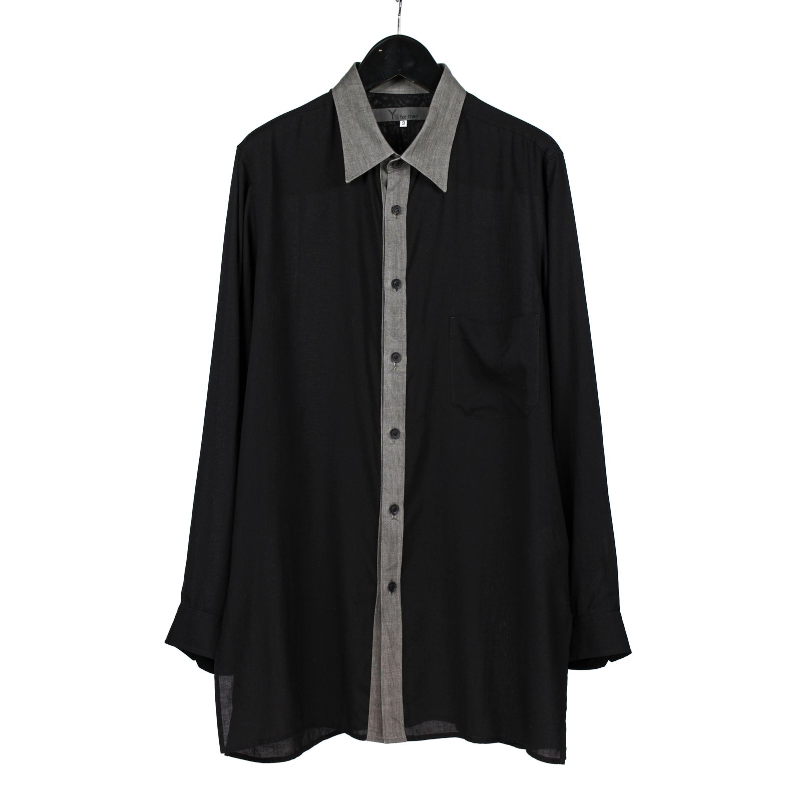 yohji yamamoto - Y's for men | COMBINATION SHIRT / 長袖 シャツ (メンズ) / ブラック /  MJ-B05-812 | ALUBUS / RUFUS