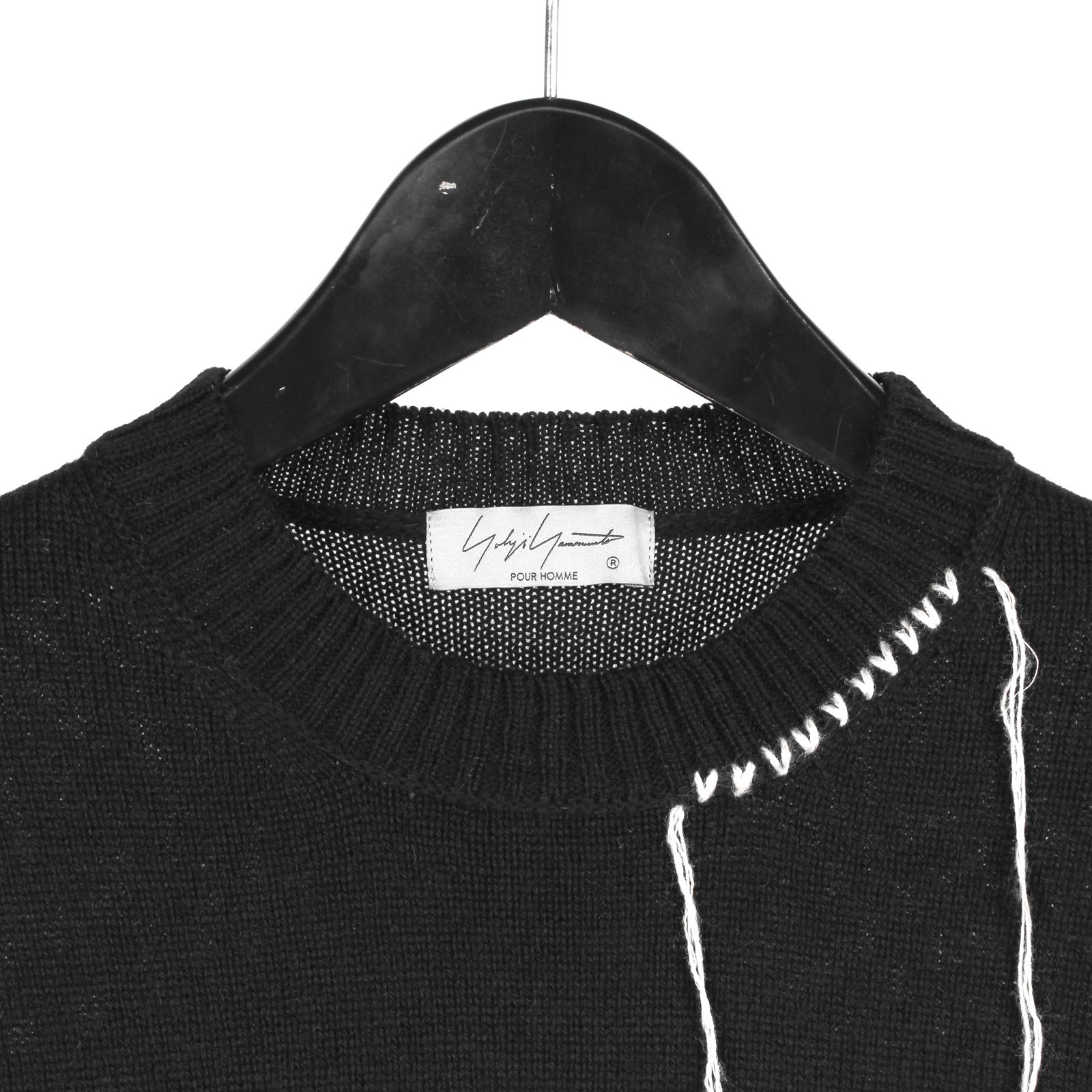 pour homme | 刺繍丸首PO(メンズ) / ブラック / HW-K20-198