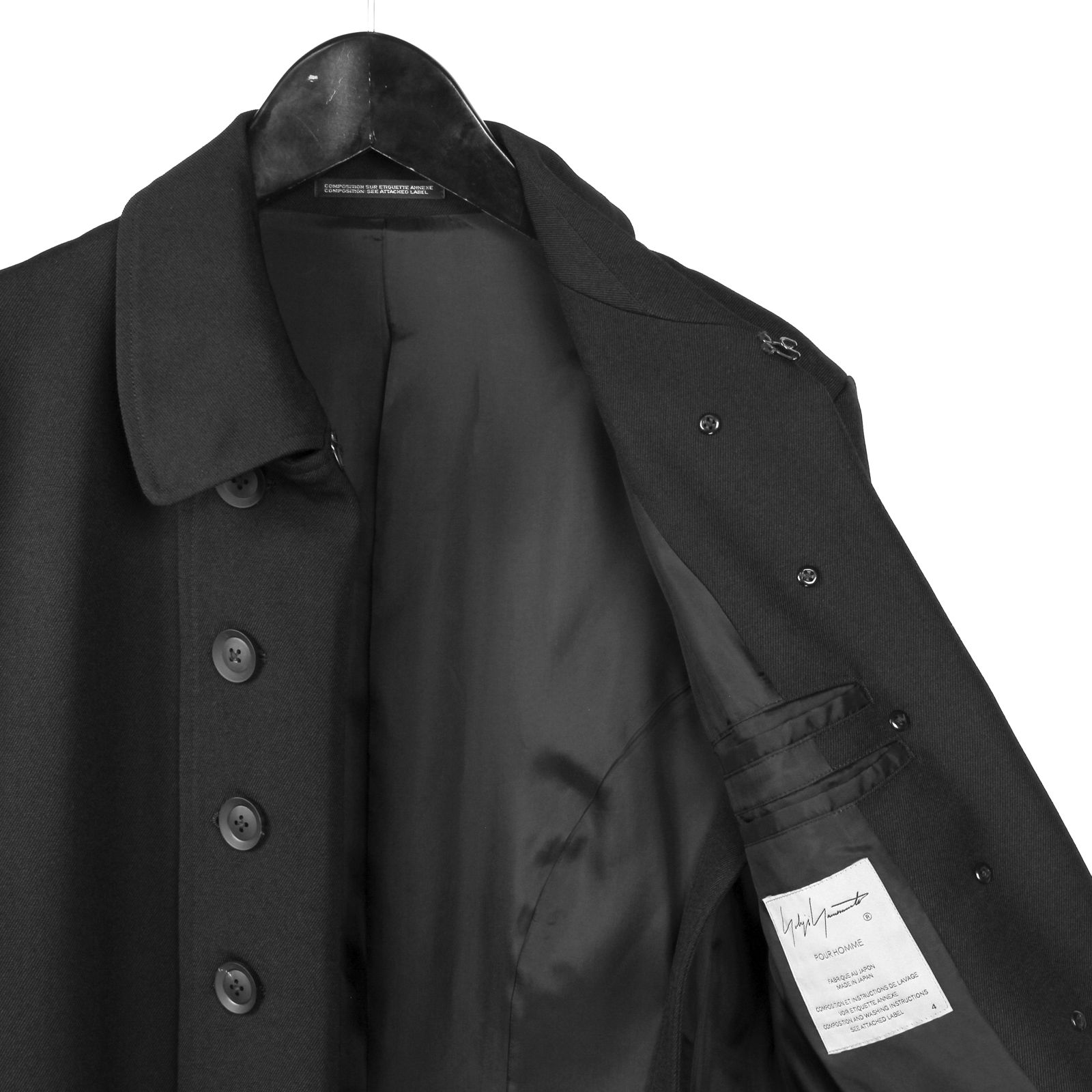 pour homme | ナポレオンJKT / アーミーギャバ ロングジャケット・コート (メンズ) / ブラック / HW-J06-101
