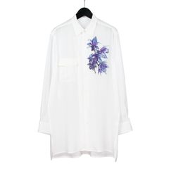 Y's for men | REGULAR COLLAR SHIRT WITH BLUE FLOWER PRINT / シャツ・ブラウス (ユニセックス) / ホワイト / MP-B11-842