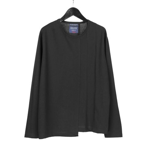 pour homme | タテハギ切り替え長袖 (メンズ) / 長袖カットソー / ブラック / HK-T54-073