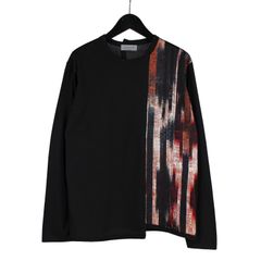 pour homme | 柄切り替え長袖 カットソー (メンズ) / ブラック / HJ-T72-081