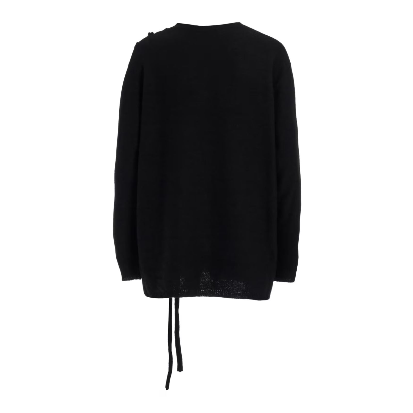 pour homme | 7G JERSEY STRING UNEVEN HEM ROUND NECK / ニット セーター（メンズ）ブラック / HO-K33-189