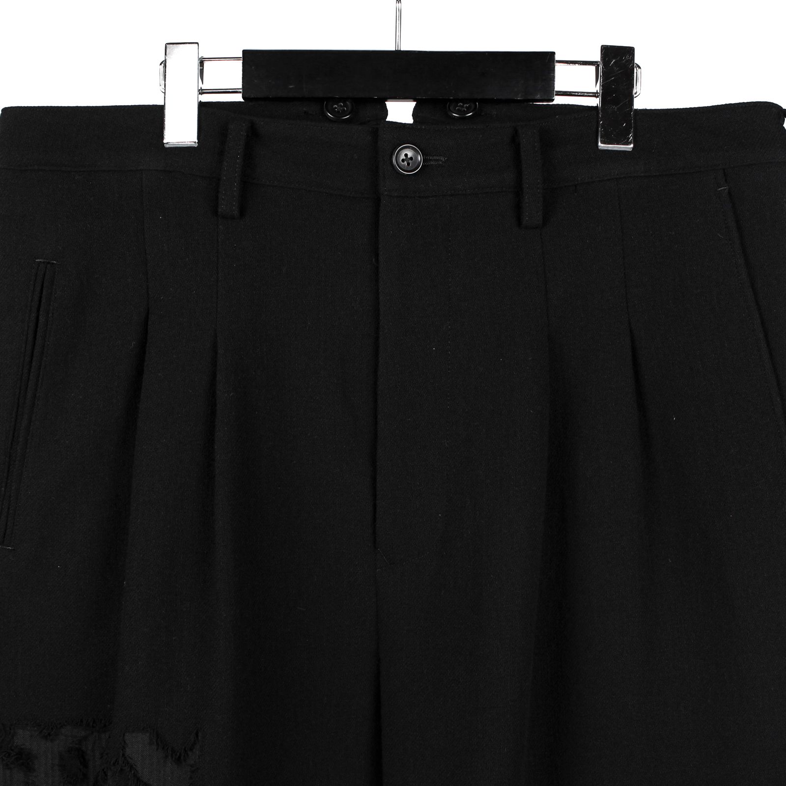 pour homme | 脇ヒョウオパールP / ウール パンツ (メンズ) / ブラック / HE-P79-118