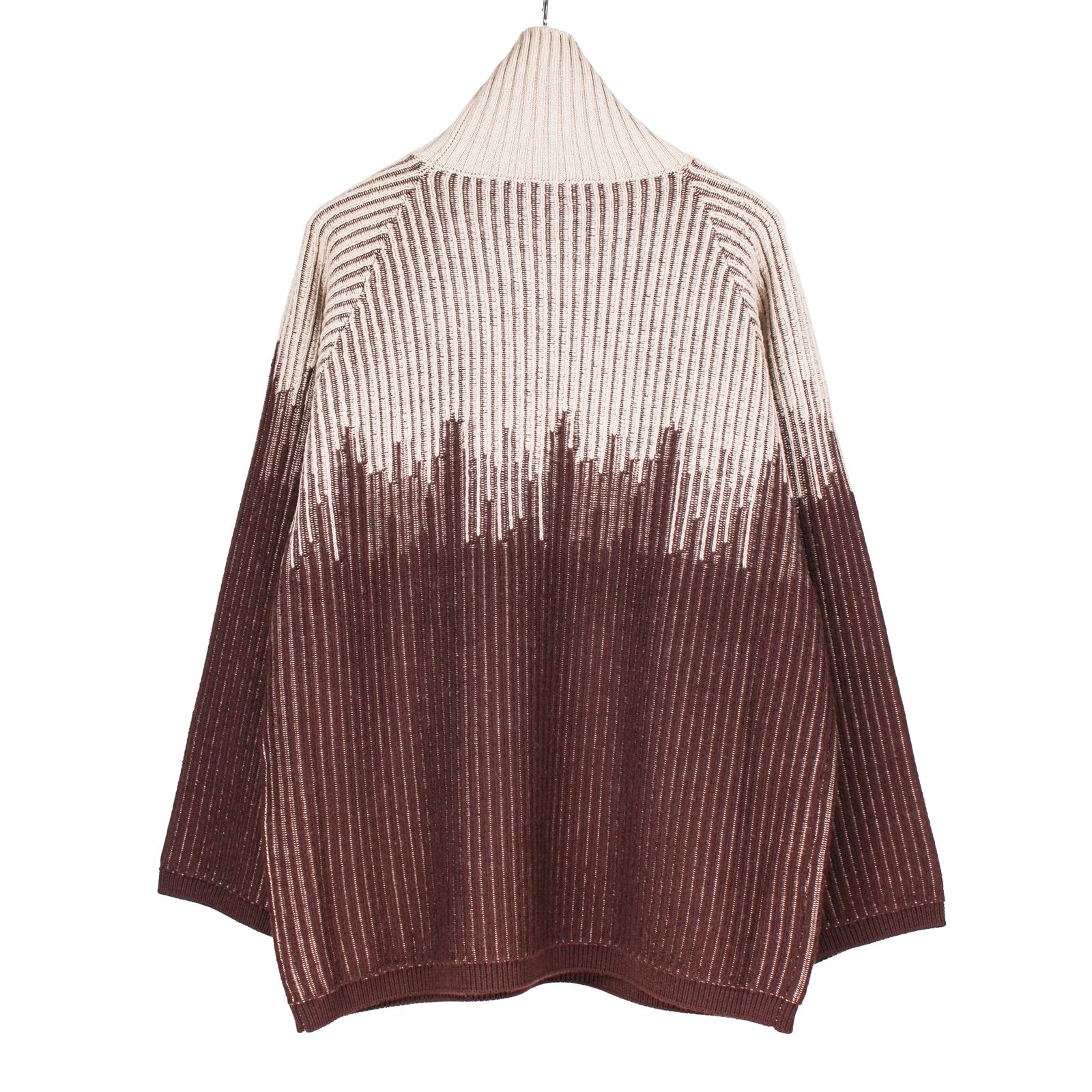 Ground Y | COLOR COMBI HIGH NECK KNIT / タートルネック ニットセーター (ユニセックス) / ベージュ×ブラウン / GL-K01-160-1