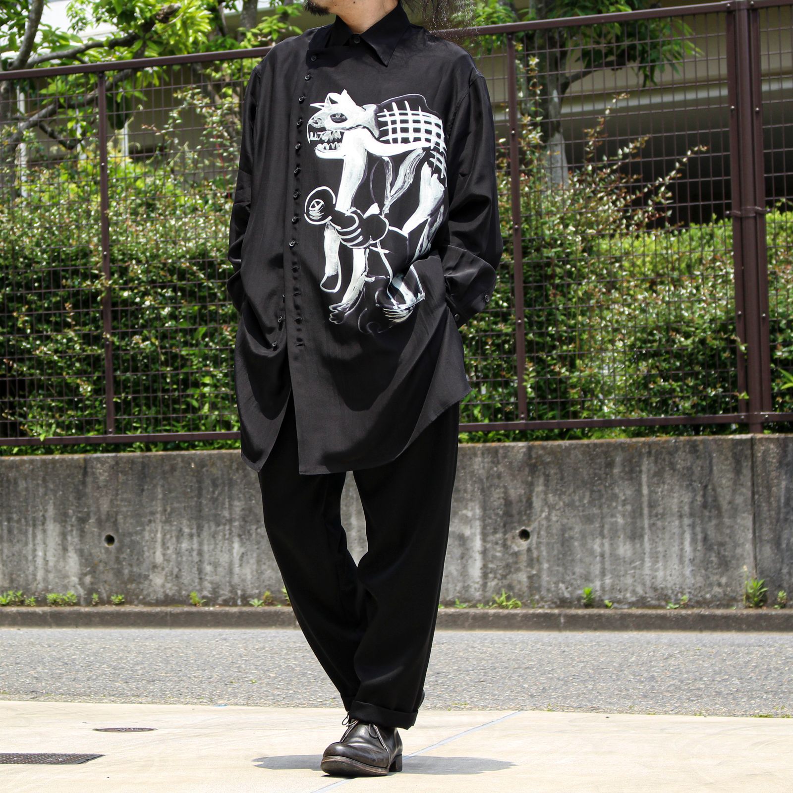 pour homme | 朝倉墨絵柄BIGB / シャツ・ブラウス (メンズ) / ブラック / HX-B59-833