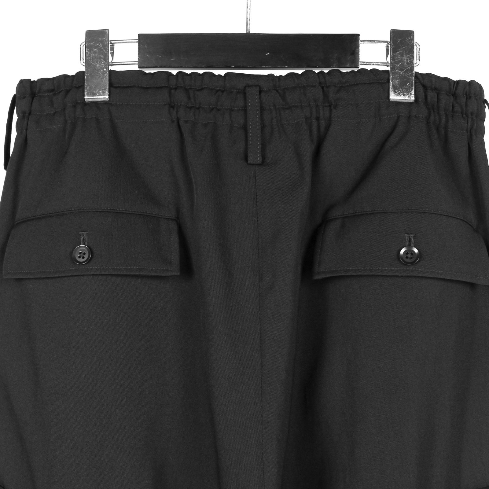 Ground Y | WOOL GABARDINE STANDARD RIBBED HEM CARGO / ミリタリー カーゴパンツ (ユニセックス) / ブラック / GA-P07-101