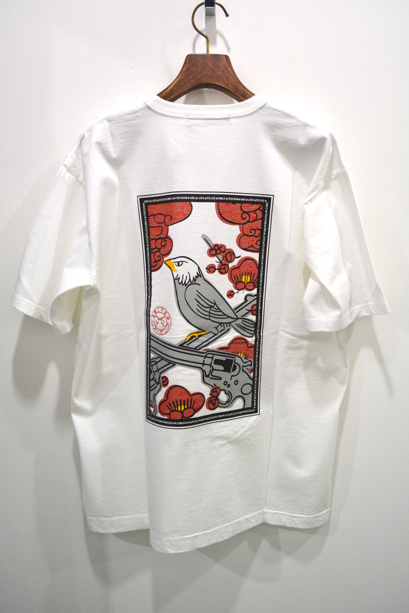 【2021'春夏新作】AMR/CTN S/S HANAFUDA / アメリカンコットン・花札バックプリントTシャツ (WHITE) - 1 (S)
