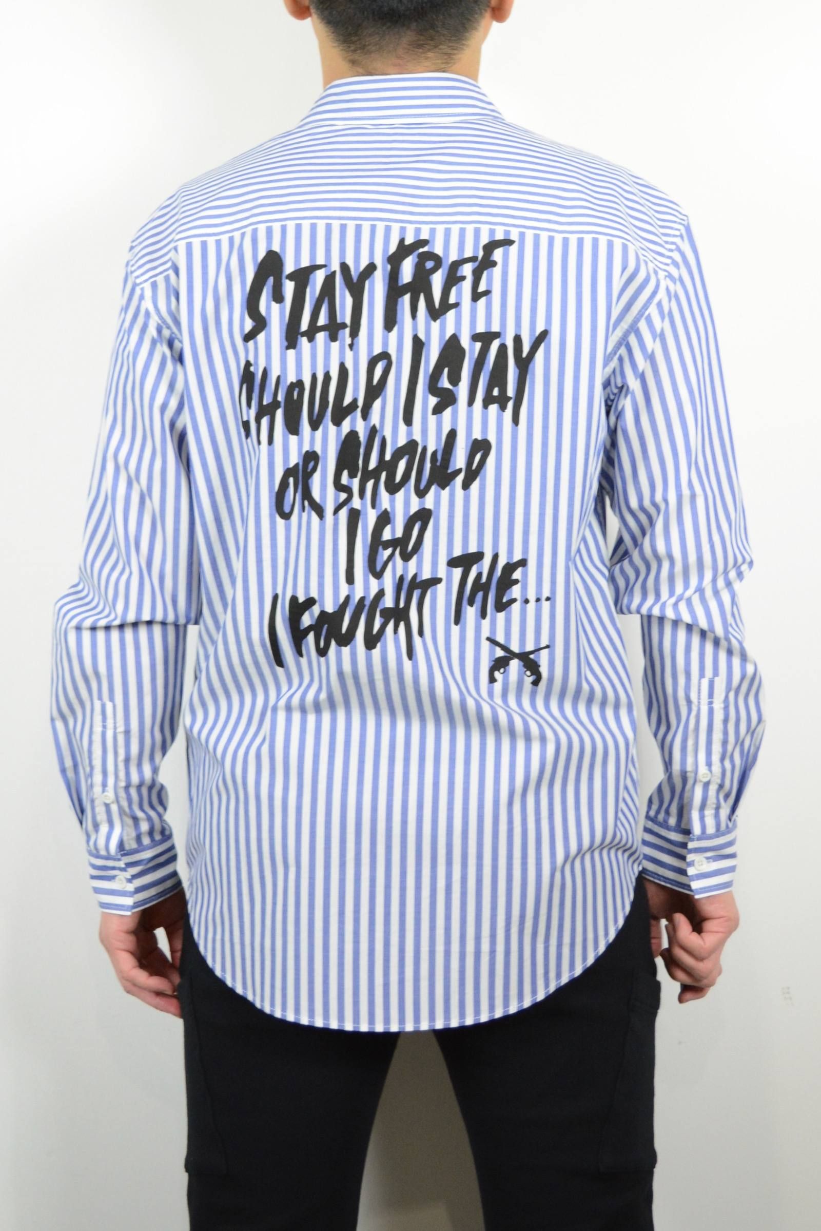 roarguns 【2020'春夏新作】LONDON STRIPE "STAY FREE..." PRINT SHIRT / ロンドン