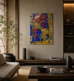 The Order to demon /Red demon  四句の偈 葛飾北斎 「八面九足の霊鬼、悉達太子を試して 四句の偈を授る図」変換