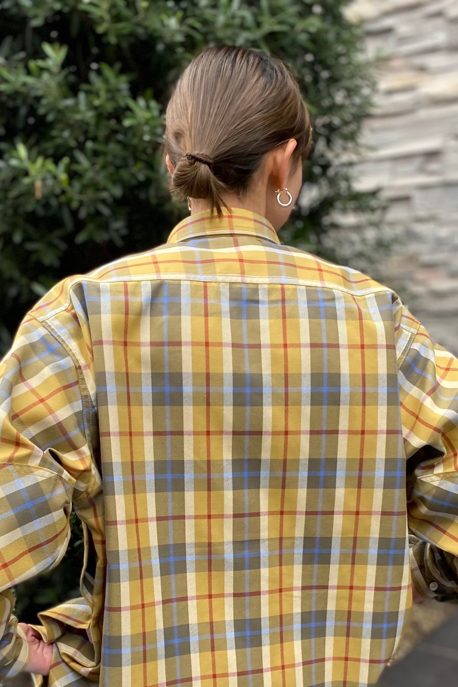 DAIWA PIER39 - women's tech 2way work shirts -mustard check- 23ss