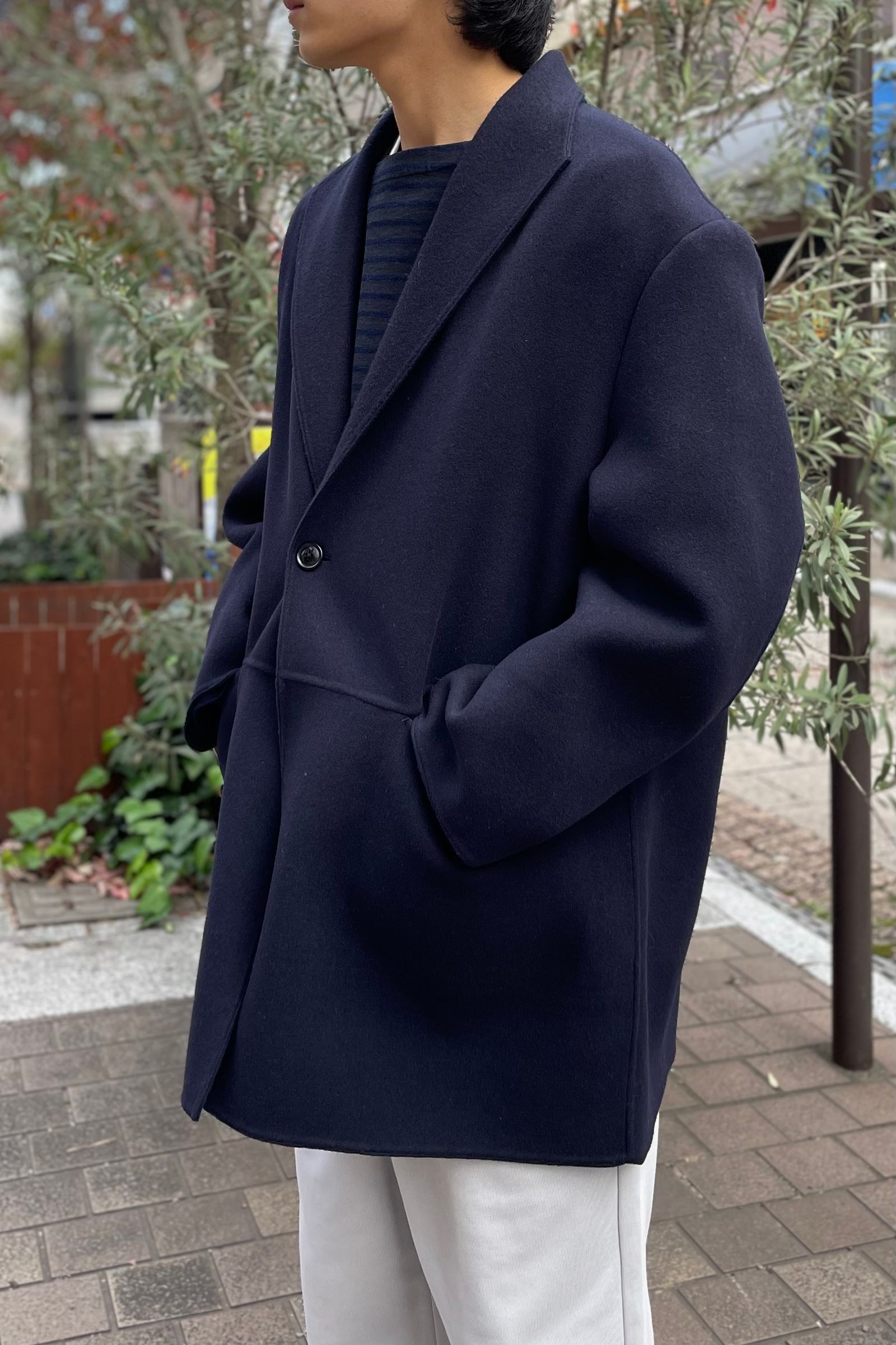 LAMOND - wool double face coat -navy- 22aw men | asterisk