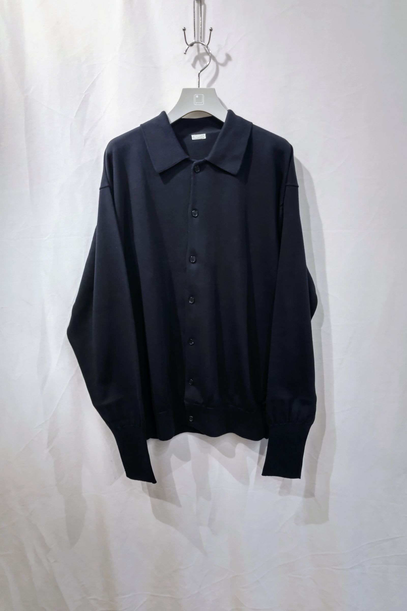 A.PRESSE - cotton knit polo collar cardigan -navy- 23ss | asterisk