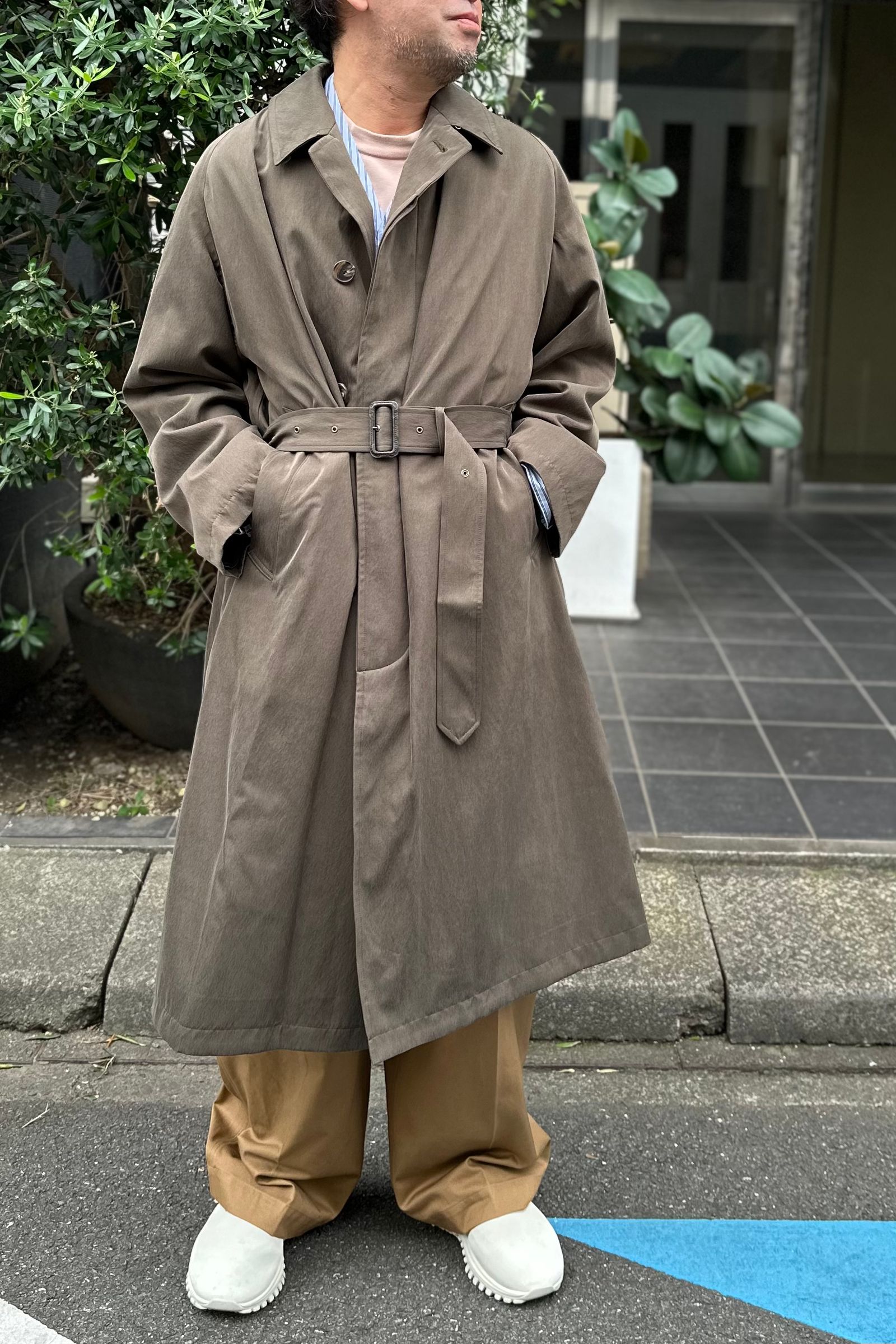 A.PRESSE - Lining Detachable Silk Coat -brown khaki- 23aw | asterisk