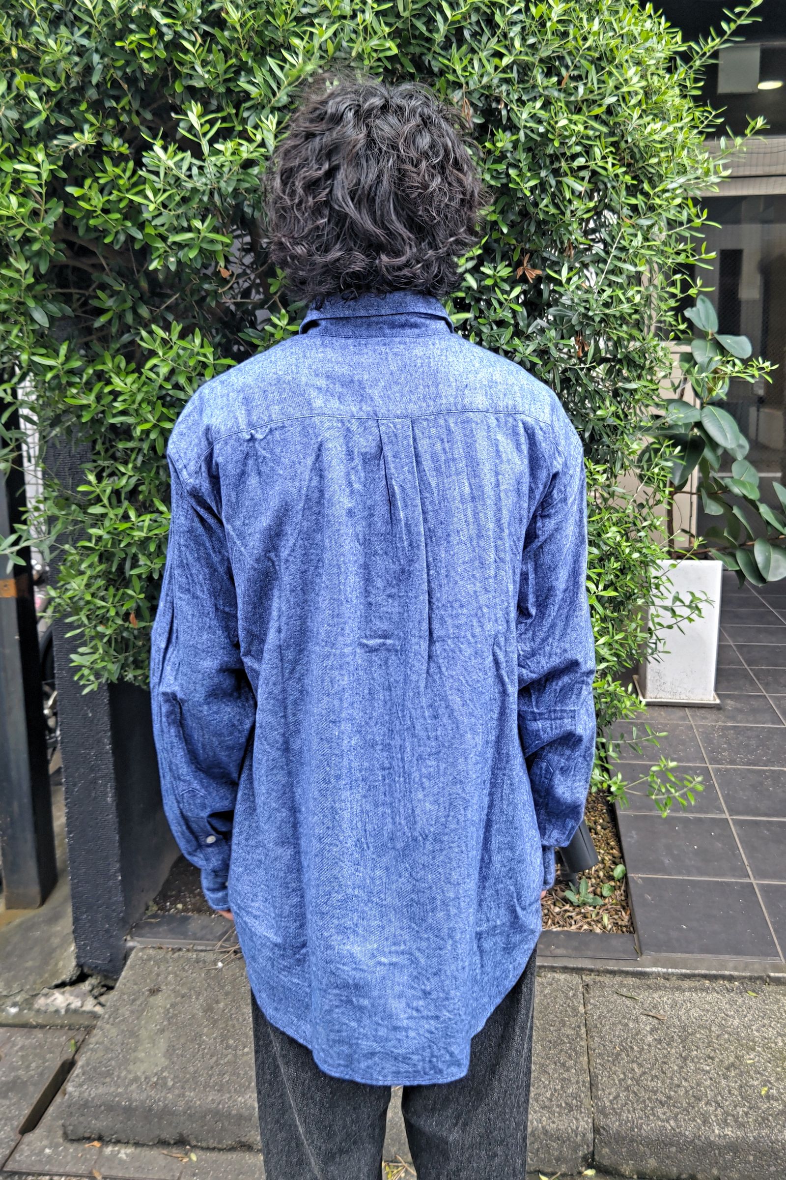 ts(s) - Color Chambray Cotton Flannel Cloth Baggy Fit Shirt -blue