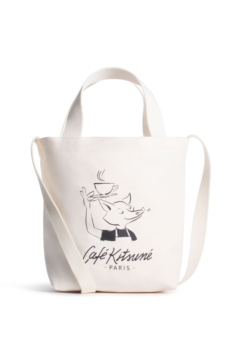 MAISON KITSUNÉ - BARISTA FOX MINI TOTE BAG-TAPIOCA-25ss | asterisk 
