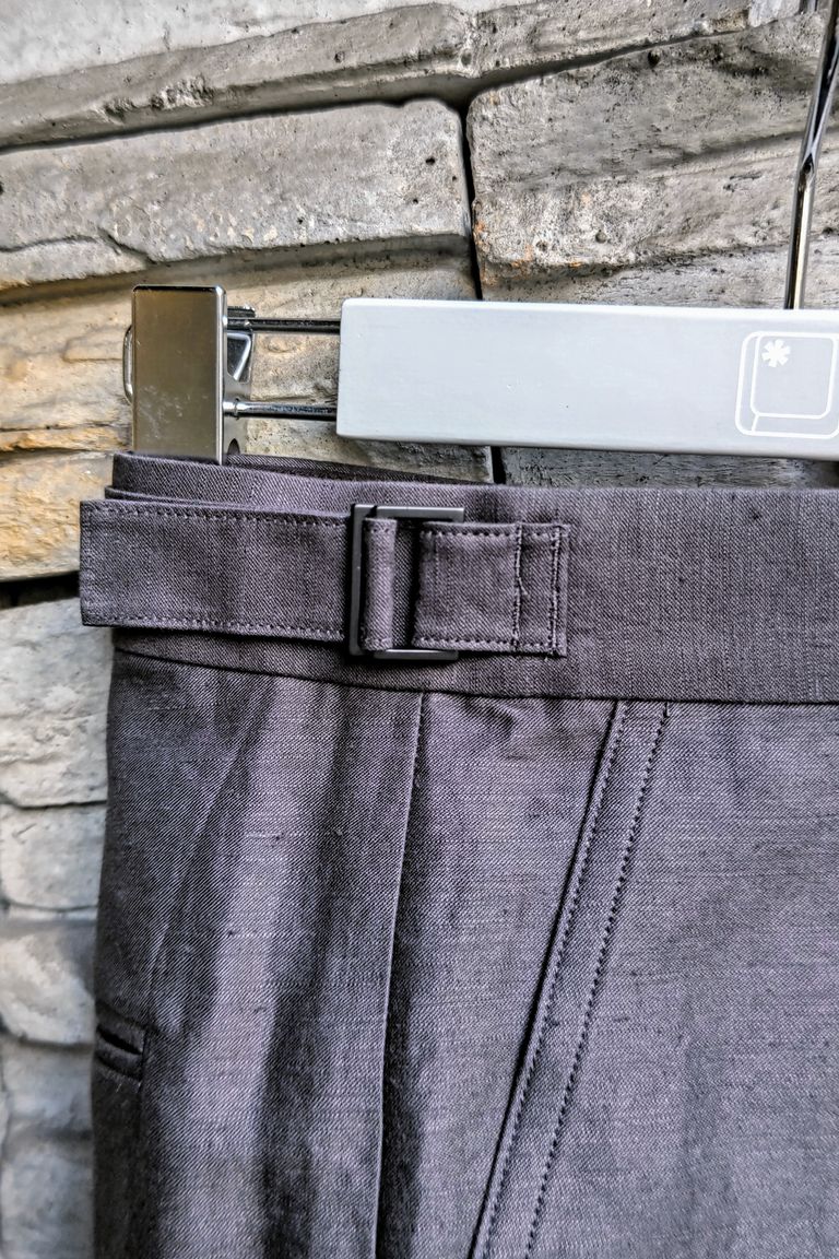 ATON - COTTON HEMP SATIN BAKER PANTS -charcoal gray- 24ss men 