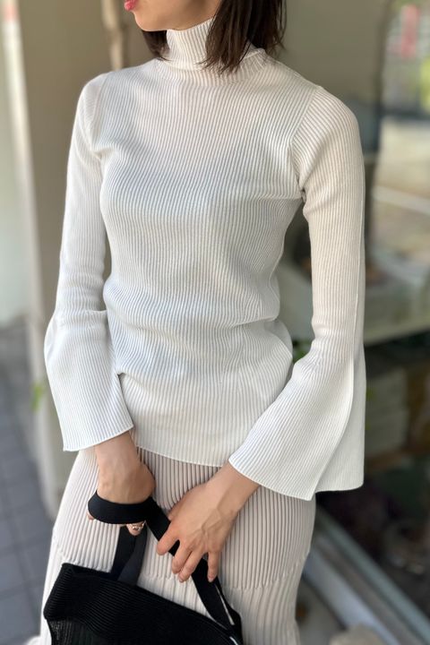 タグ付 CFCL 24SS BS RIB BELL SLEEVE TOP ピンク