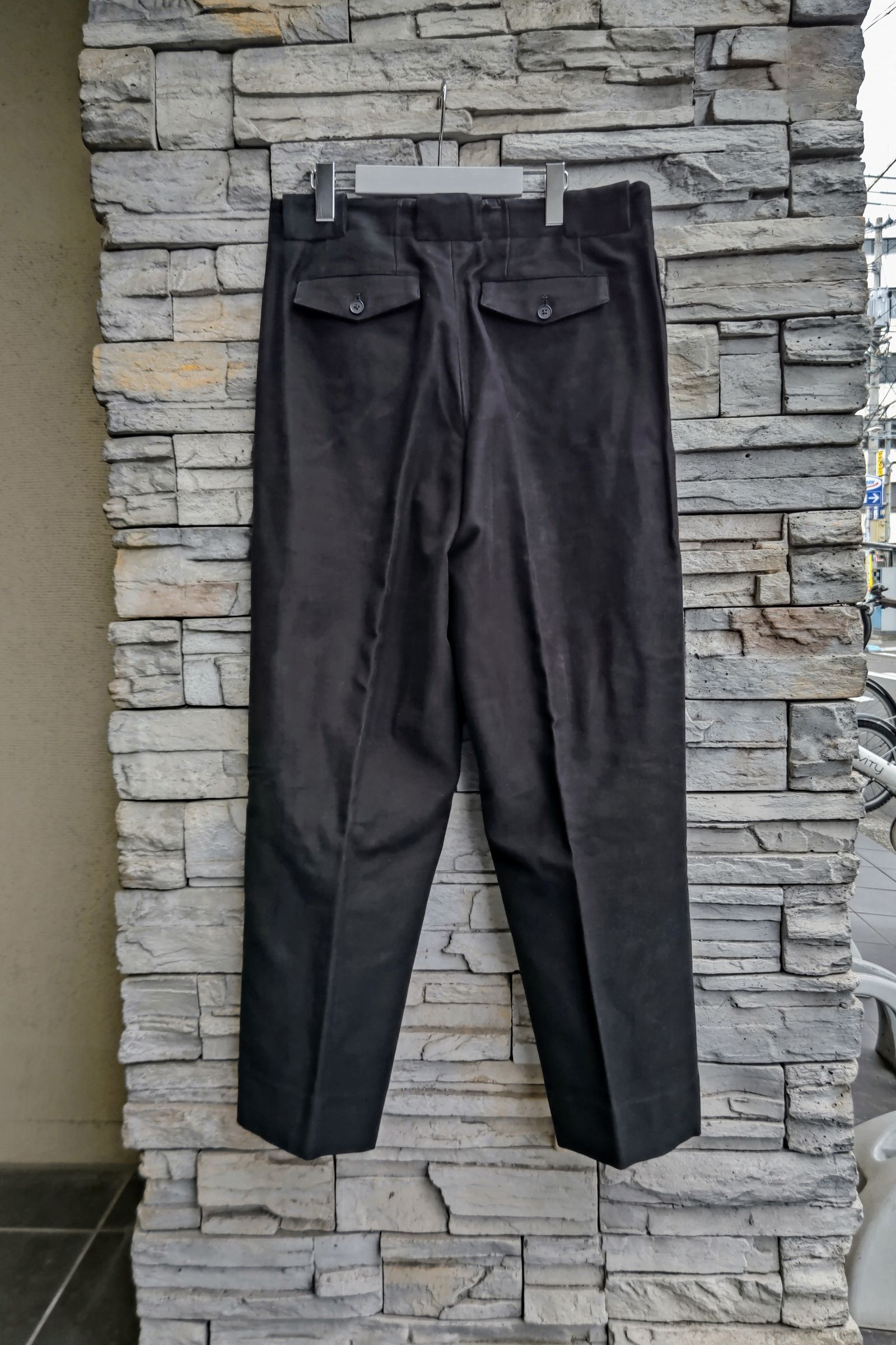 nonnotte - ハイカウントモールスキンsignature baggy trousers -Deep