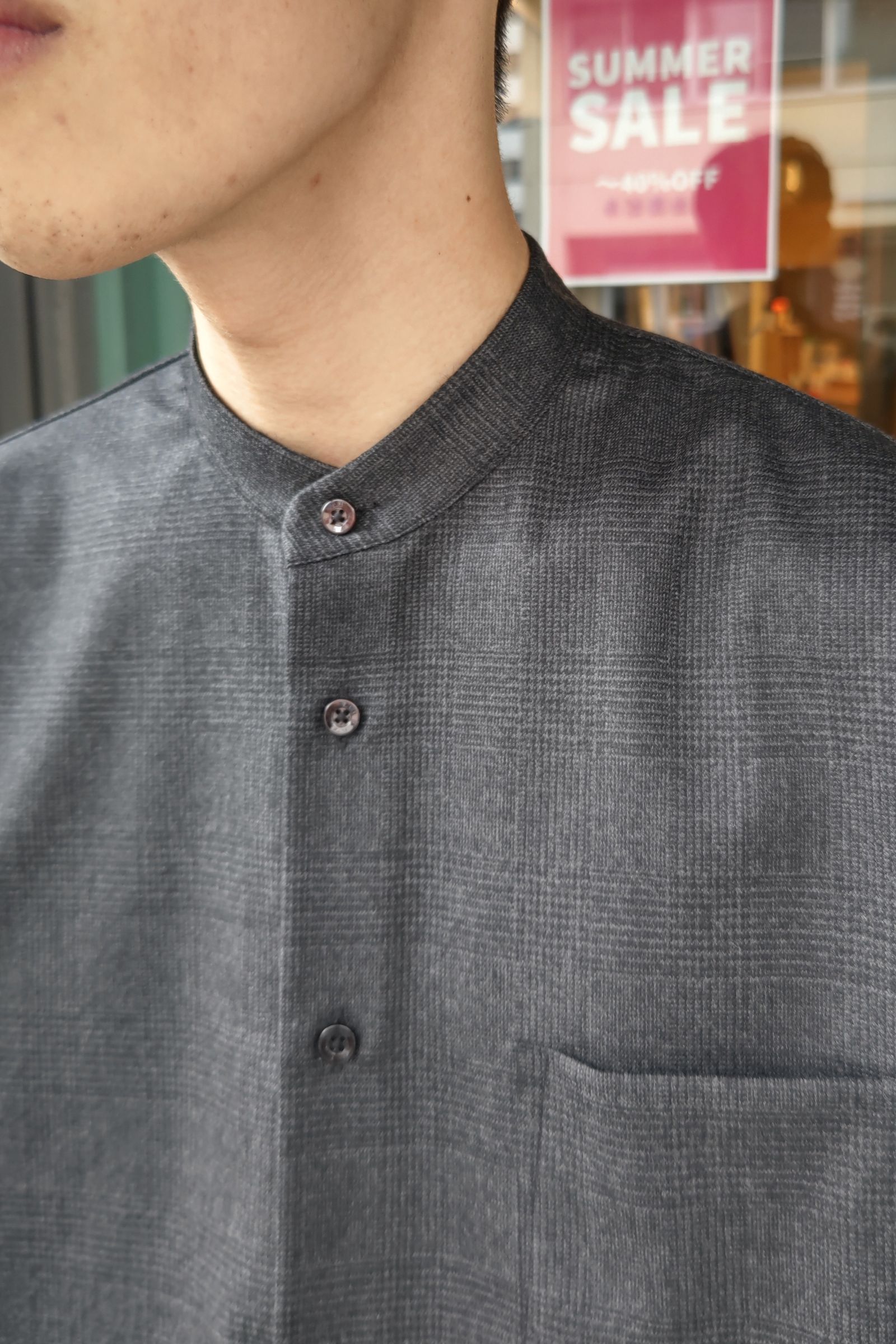 WEWILL - band collar dt shirt -c.gray- 22aw - | asterisk