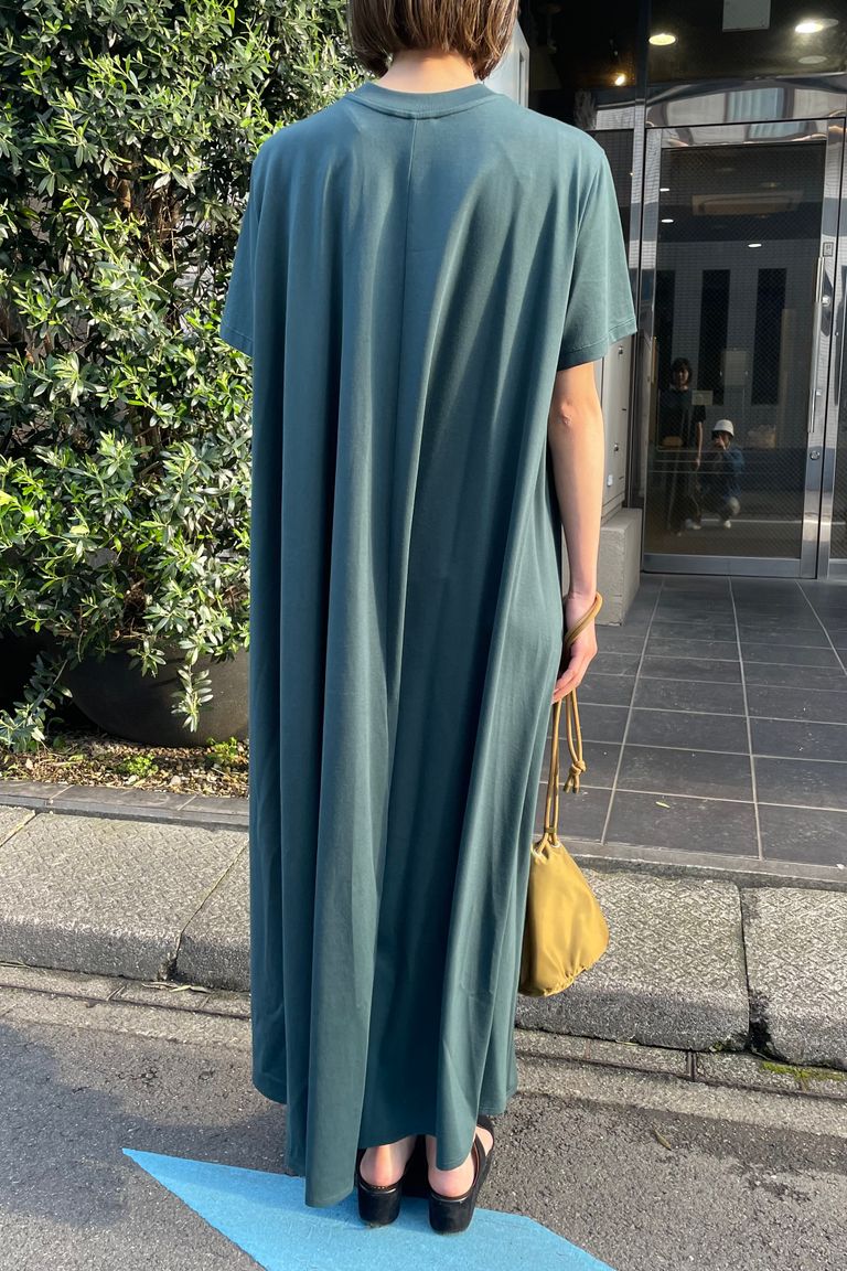 ATON - 48/2 natural dye flared dress -green- women 23ss | asterisk