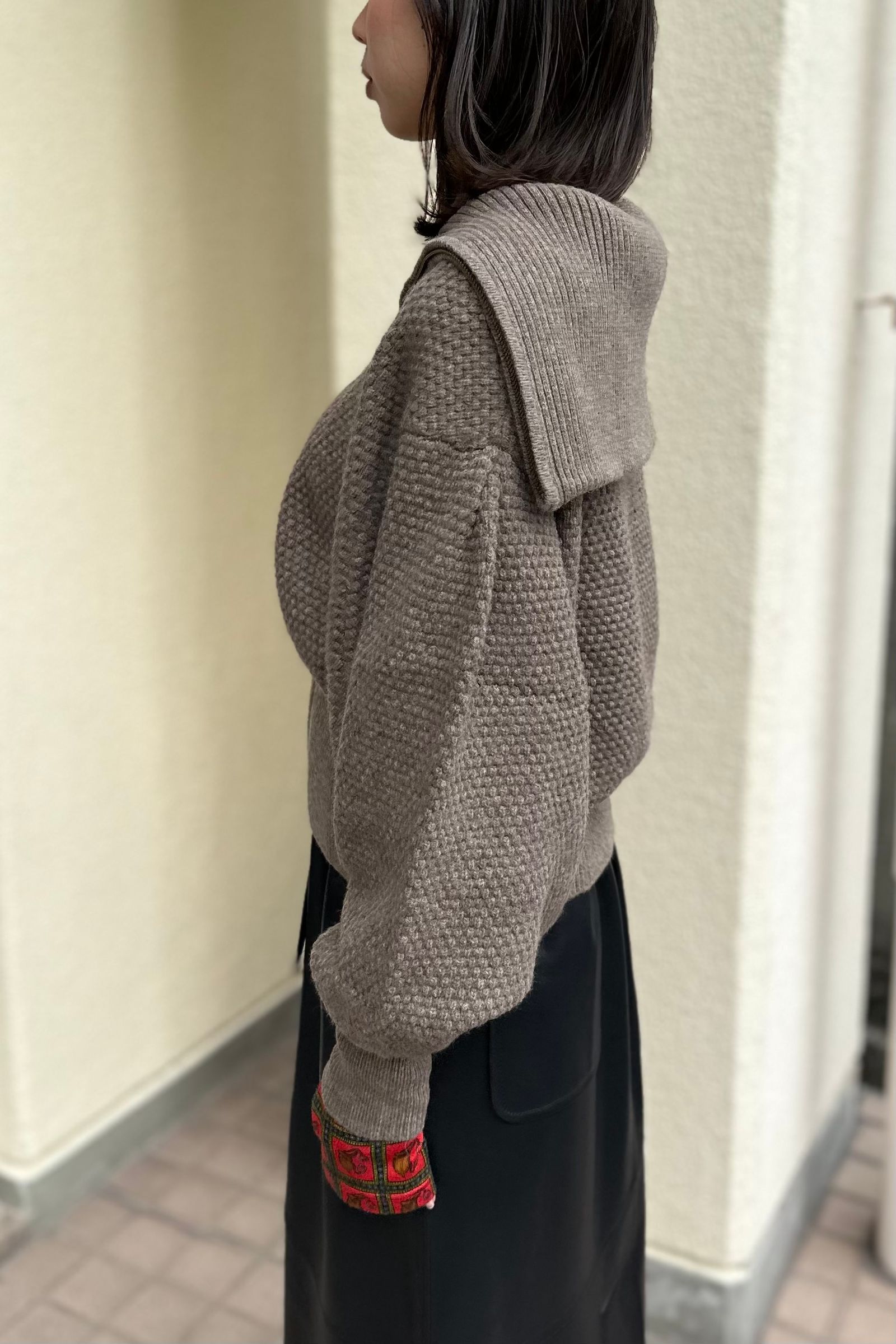 SEEALL - zip drivers cropped knit -moca- 23aw women | asterisk
