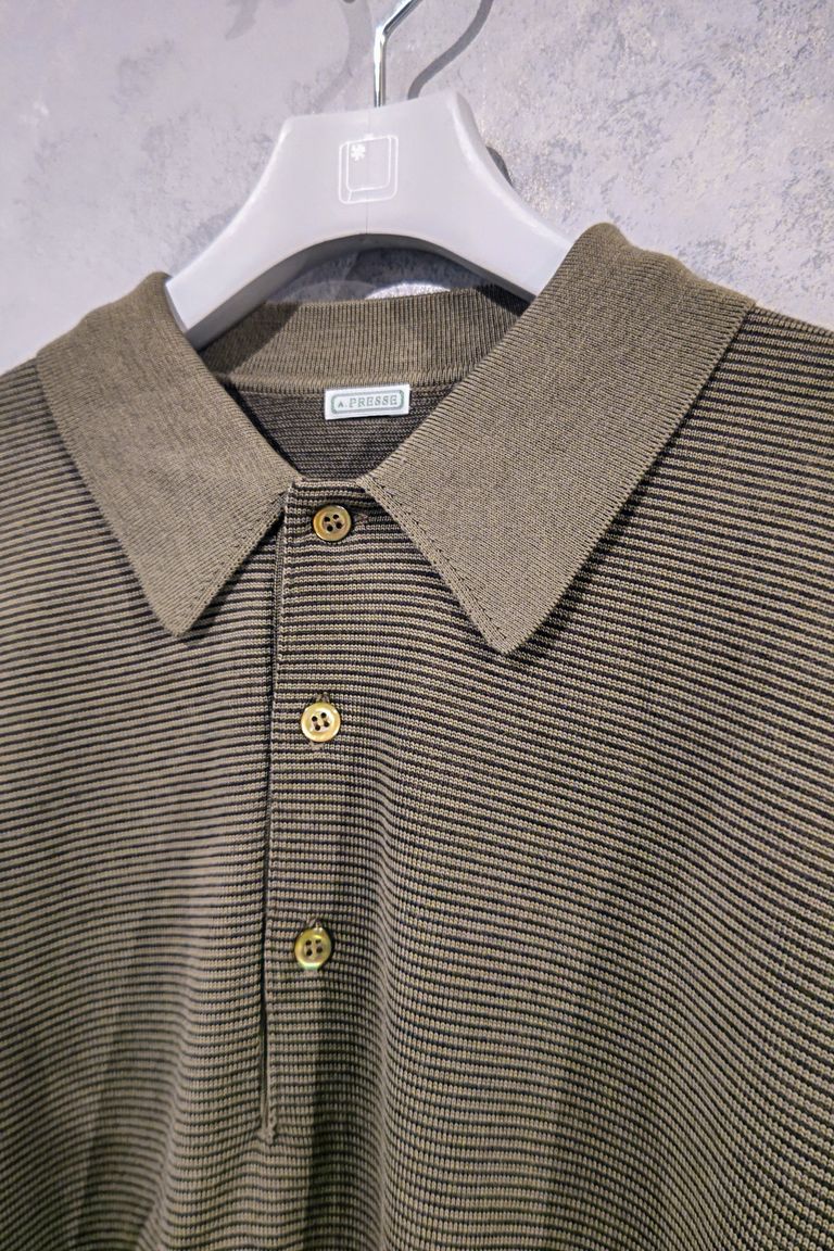 A.PRESSE - L/S ニット ポロシャツ L/S Knit Polo Shirt -stripe  