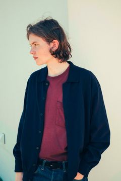 A.PRESSE - cotton knit polo collar cardigan -navy- 23ss | asterisk