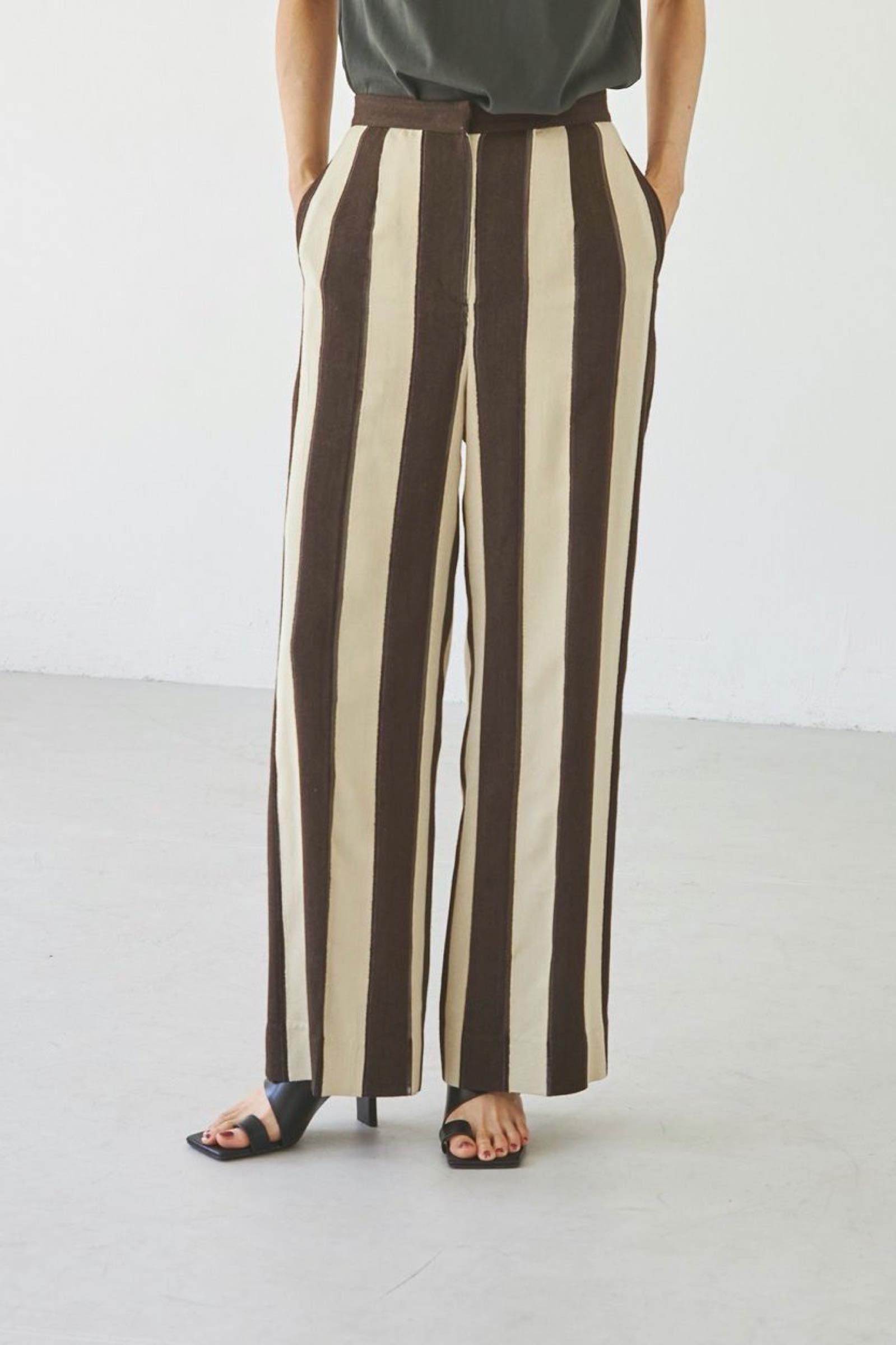 jacquard stripe pants 21aw - DARK BROWN - 36