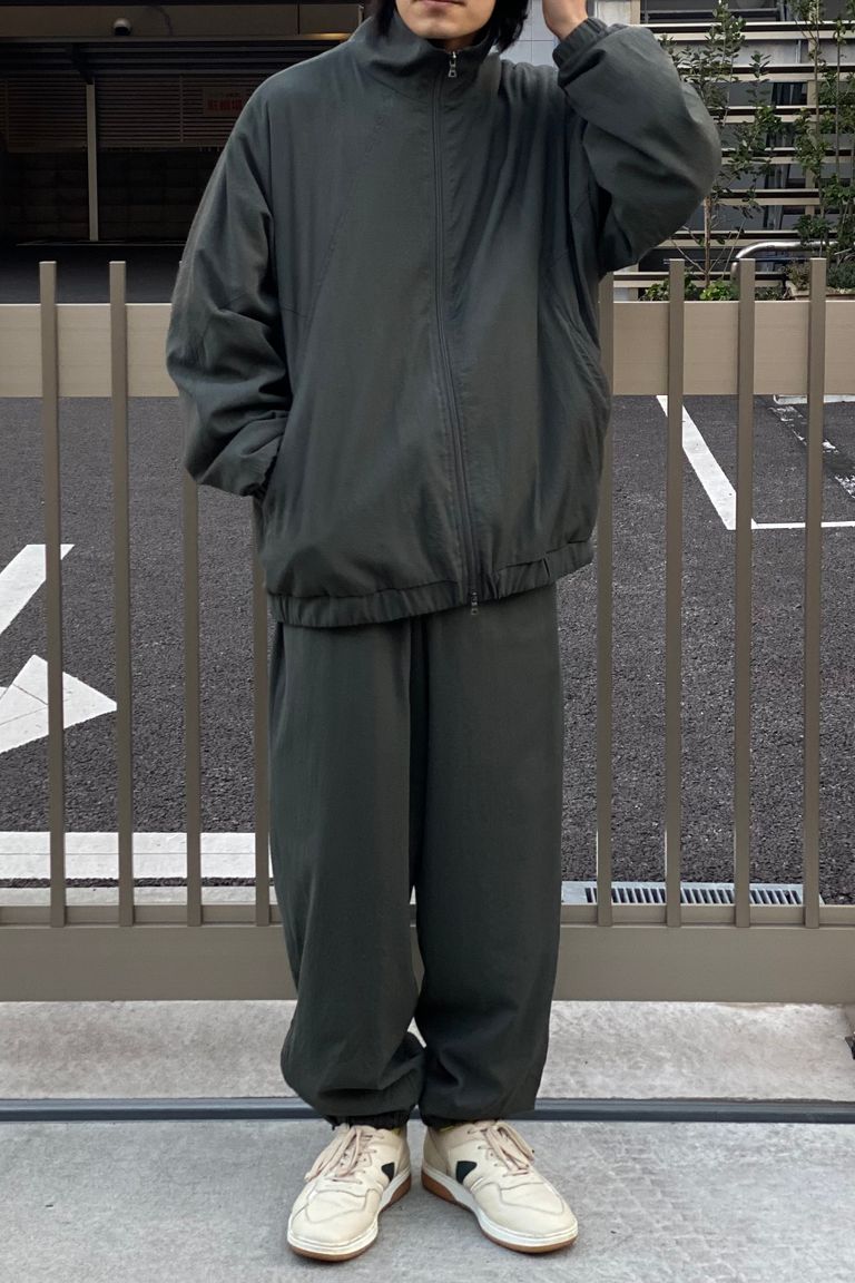 blurhms - Wool Rayon Silk Track Pants-dark sage- 23ss men | asterisk