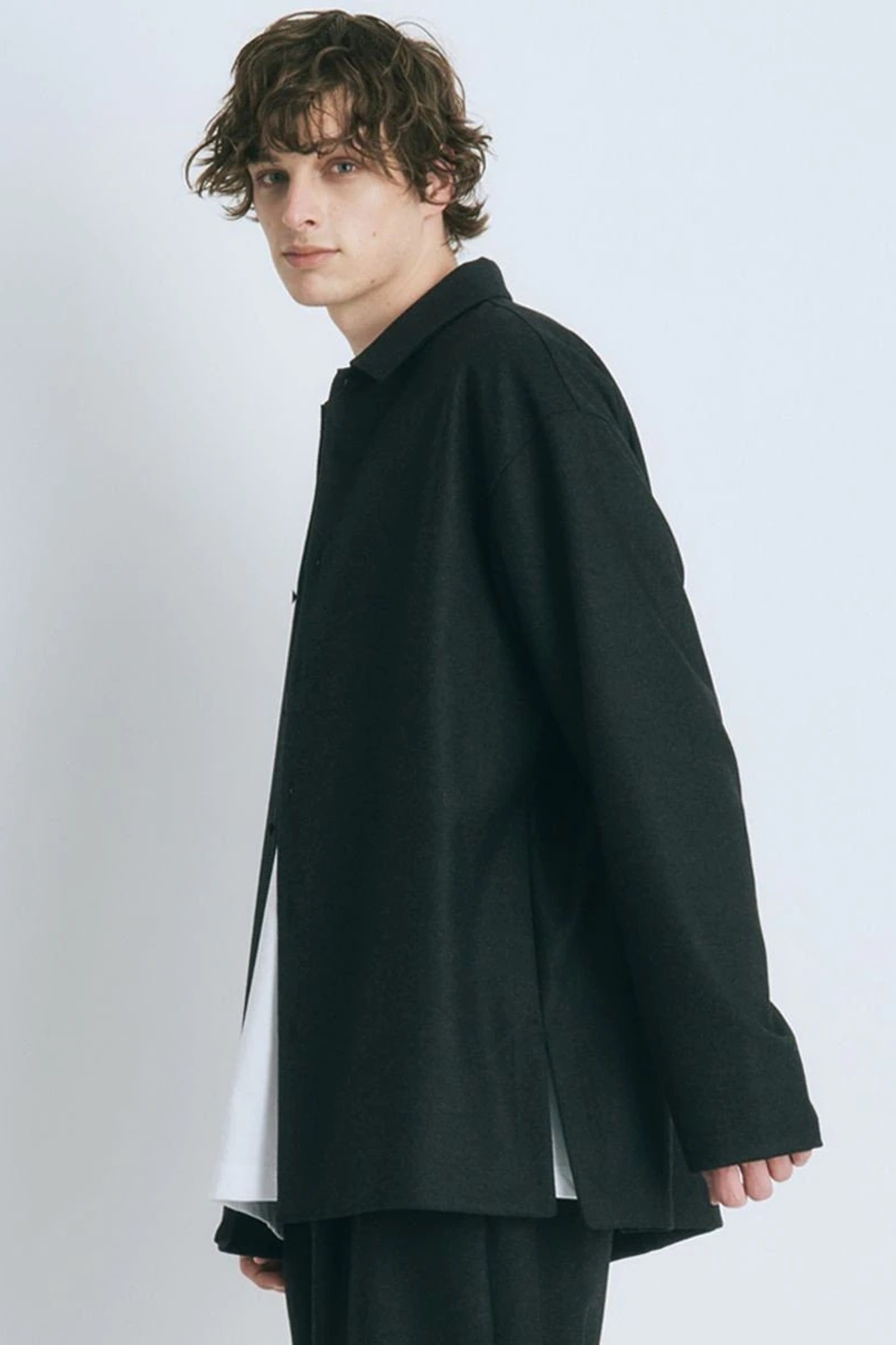 ATON - wool saxony | oversized shirt 21aw men | asterisk