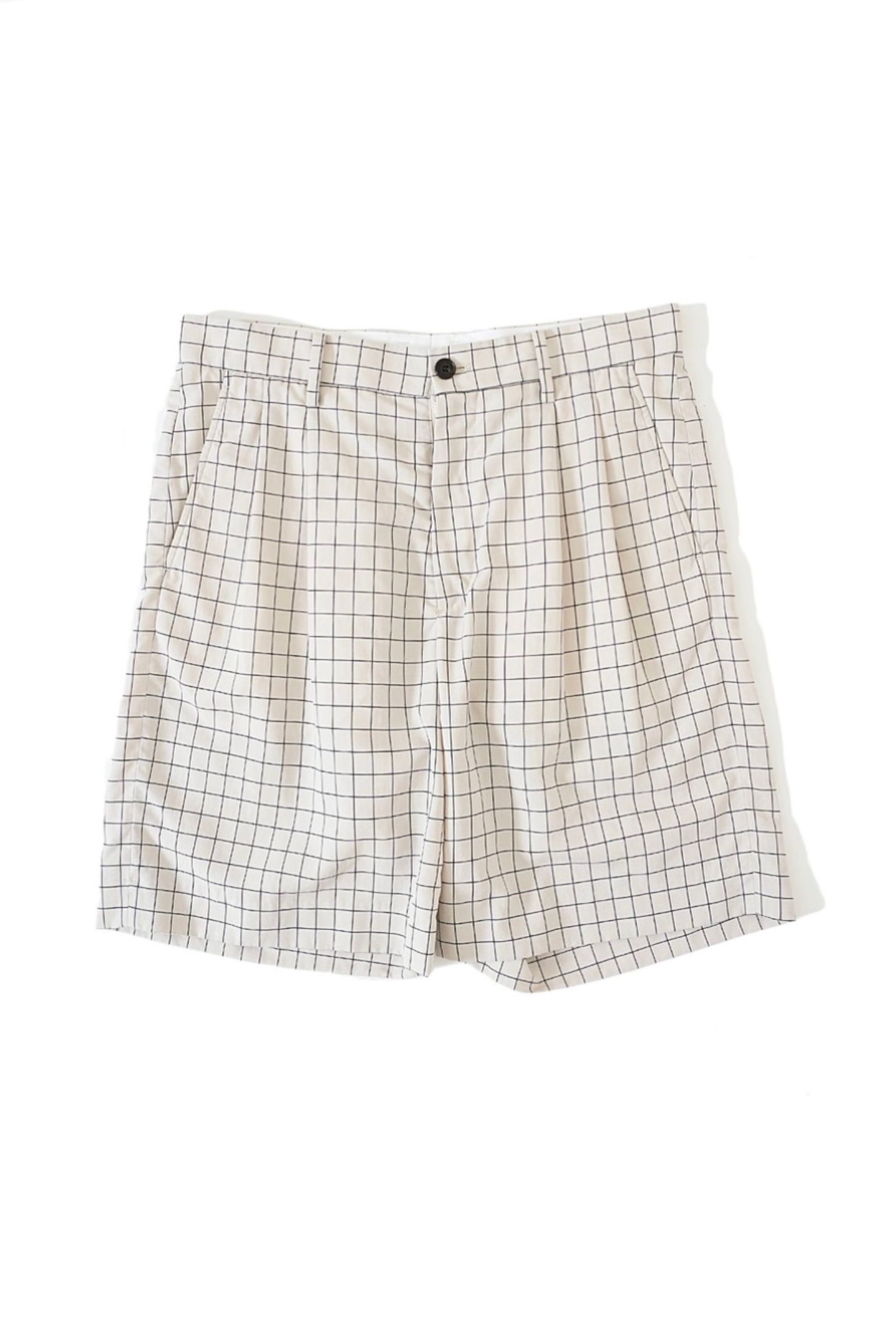 UNIVERSAL PRODUCTS - 2tuck linen windowpane check shorts -beige 