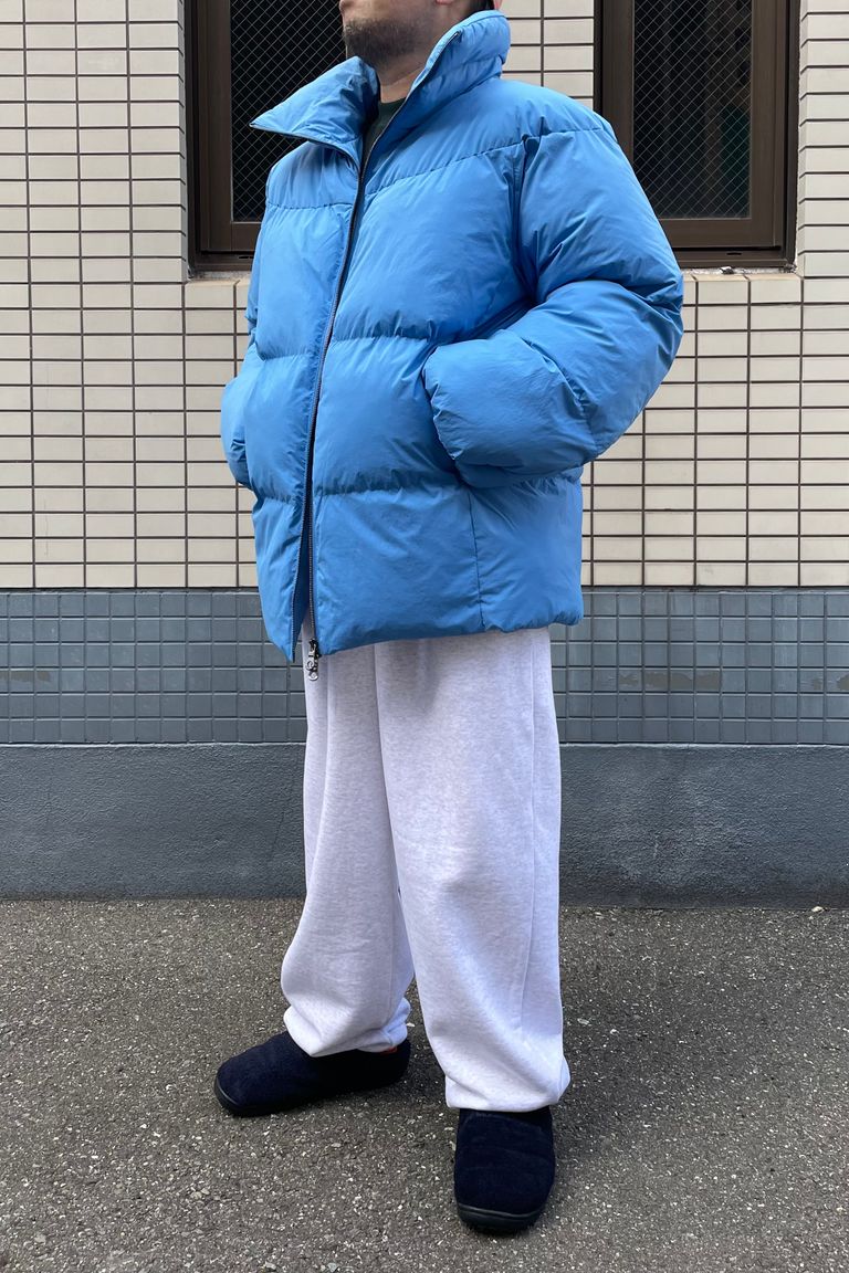 STUDIO NICHOLSON - oject/injection down short jacket -azure- 22aw 