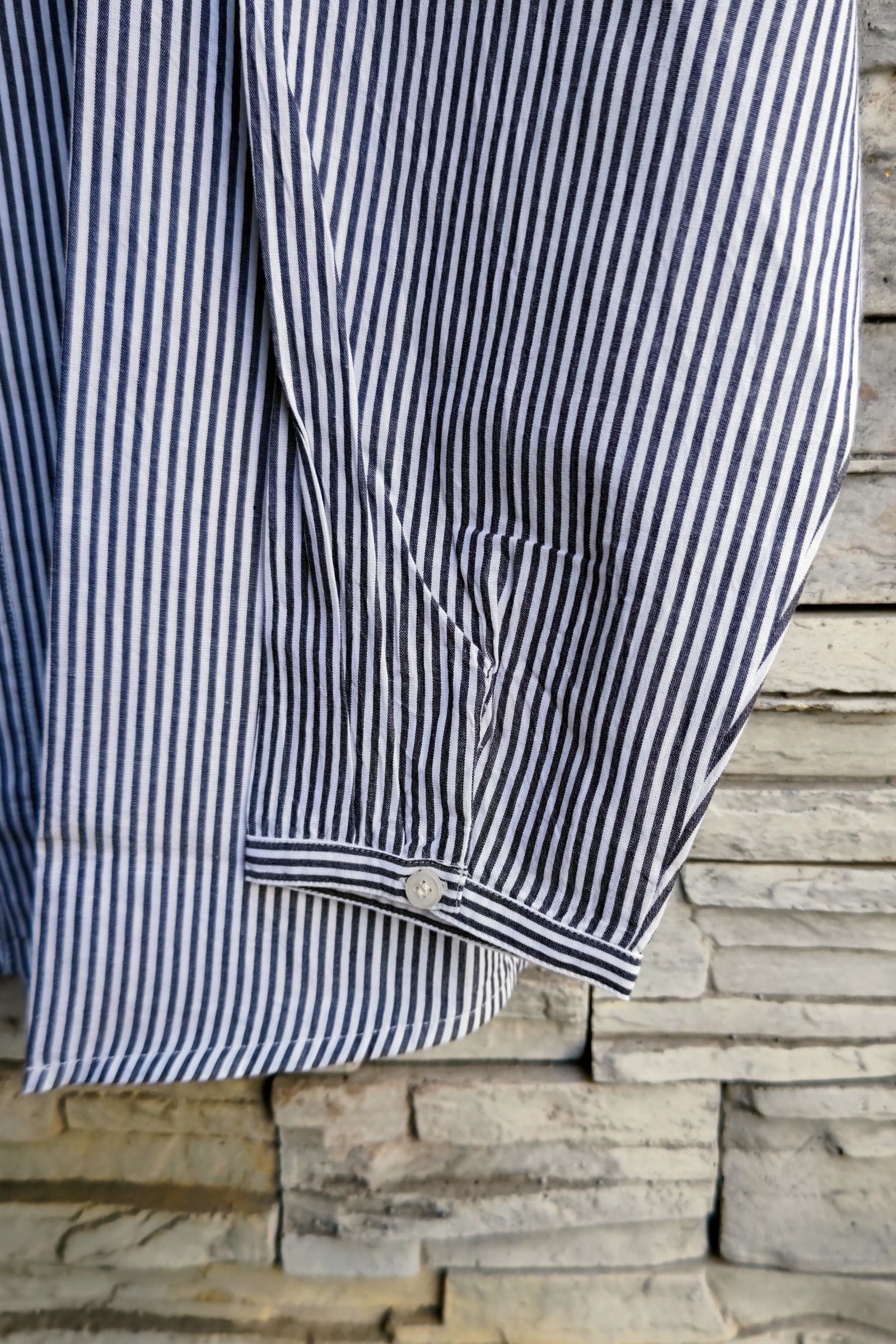 SEEALL - oversized band collar shirt -stripe- 23ss men | asterisk