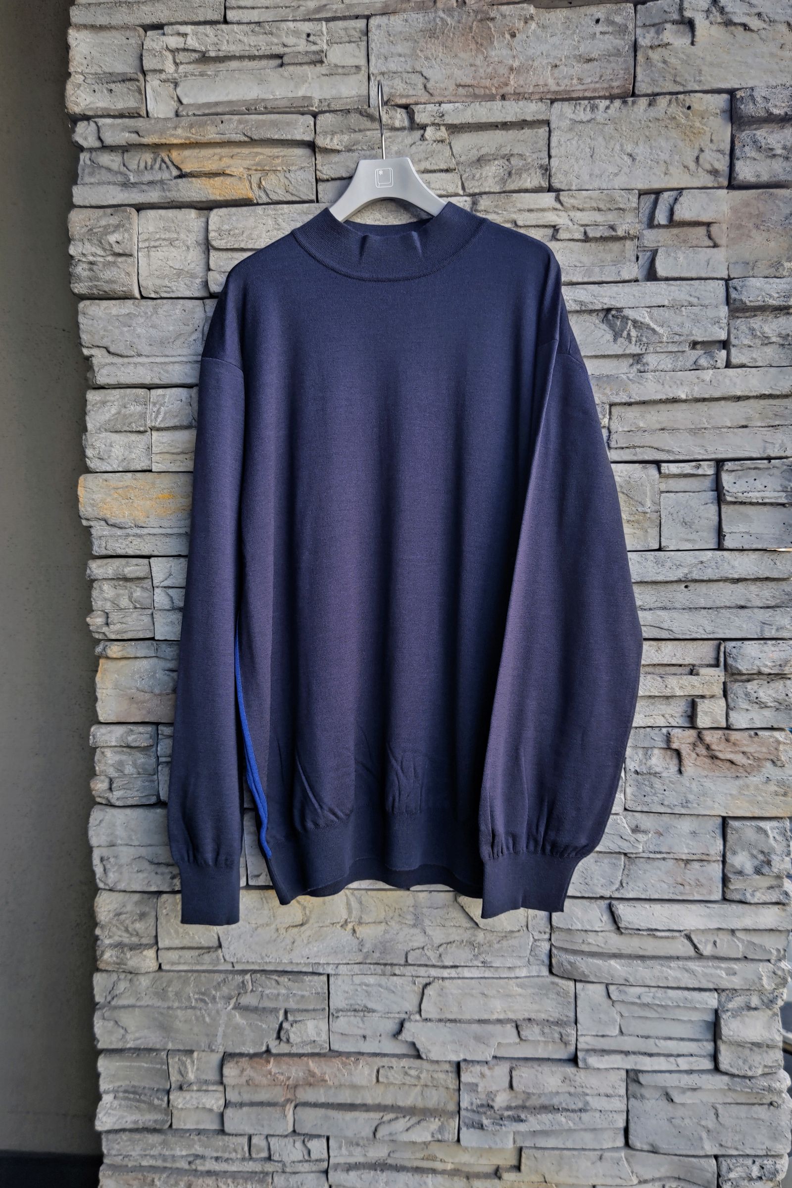 CFCL - DF WOOL MOCKNECK PULLOVER -navy×blue- 23aw men | asterisk